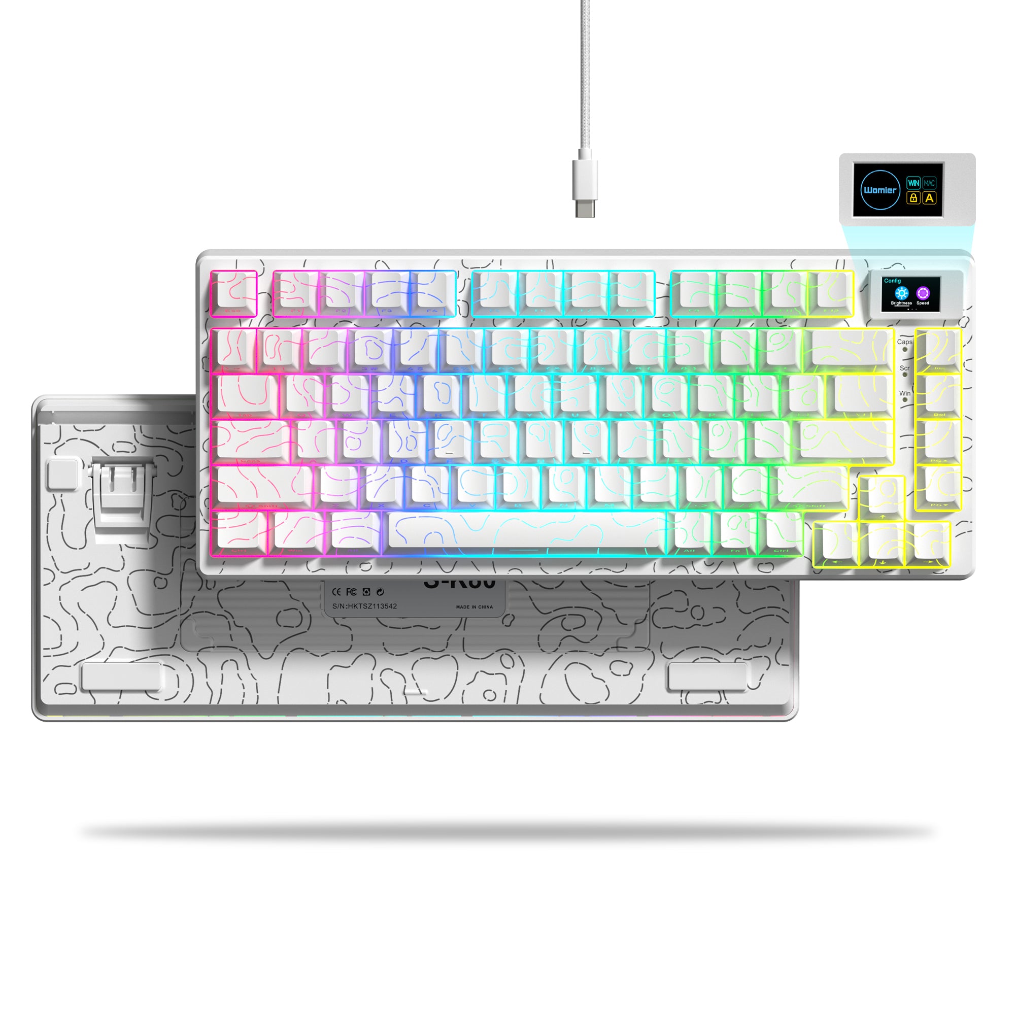 Womier SK80 Gasket Mounted 75% Mechanical Keyboard with Multimedia Display