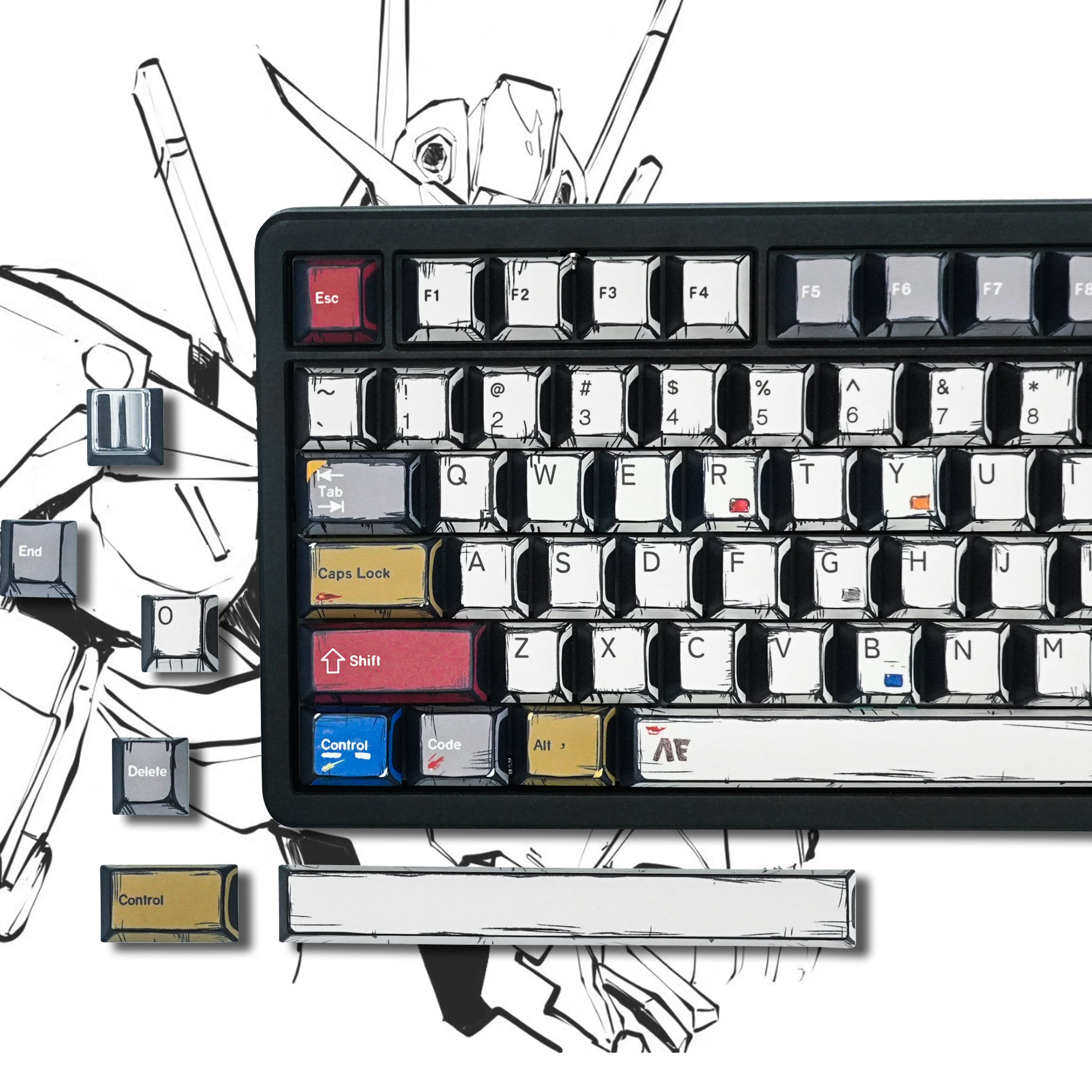 Womier Comics Cherry Profile Dye Sublimation PBT Keycap Set (141-Key)