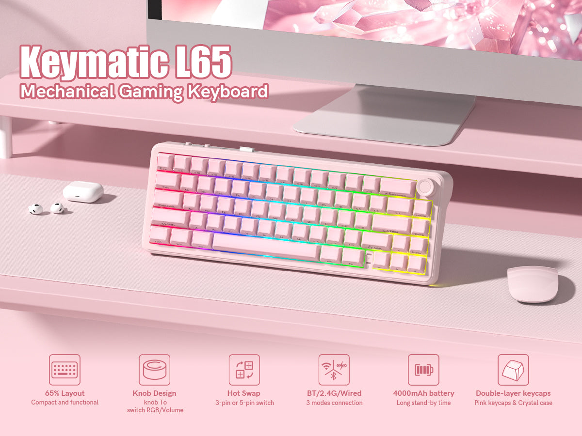 Womier L65 65% Gaming Mechanical Keyboard Wireless with Knob