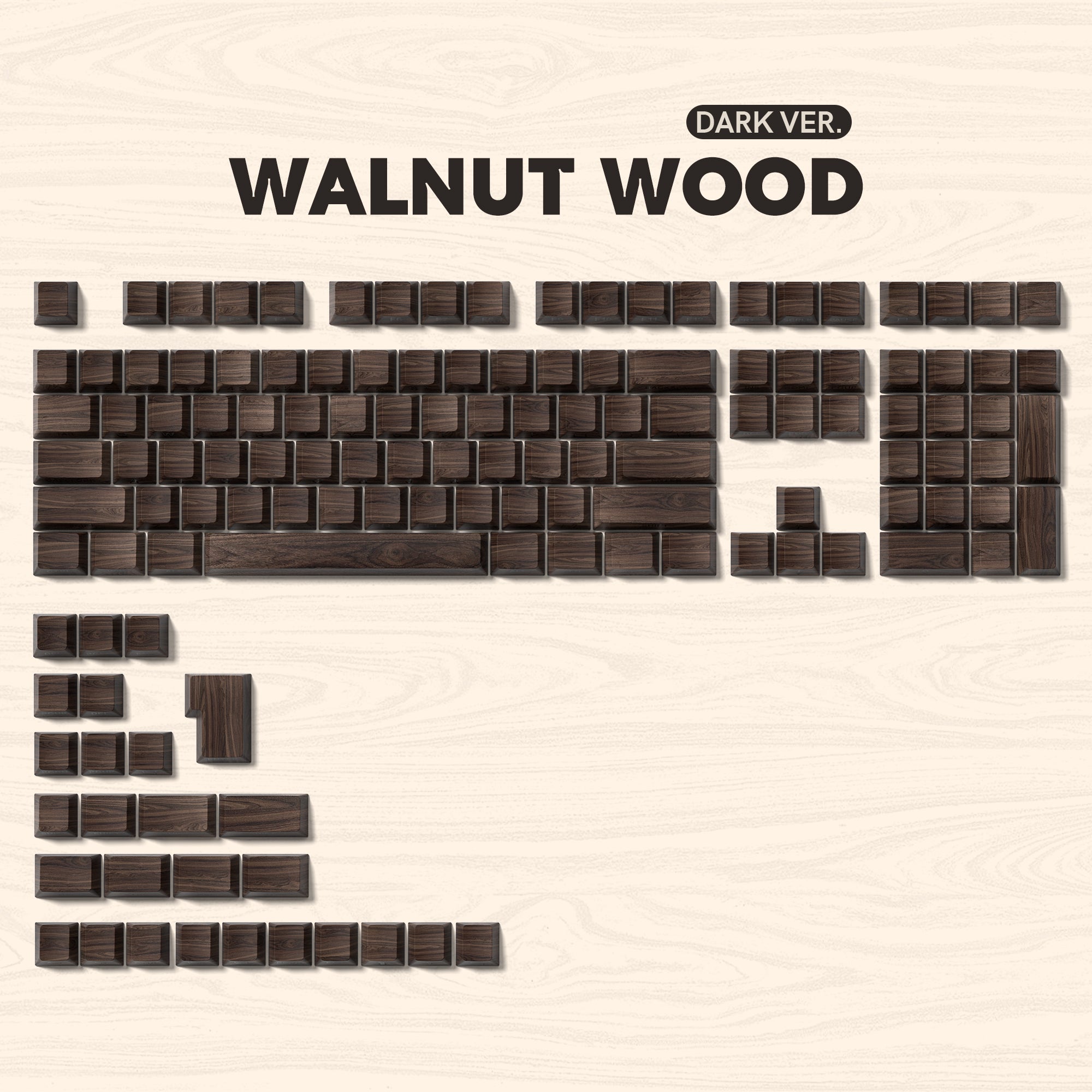 Womier Walnut Wood Side-Printed Cherry Profile Dye-Sub PBT Keycap Set