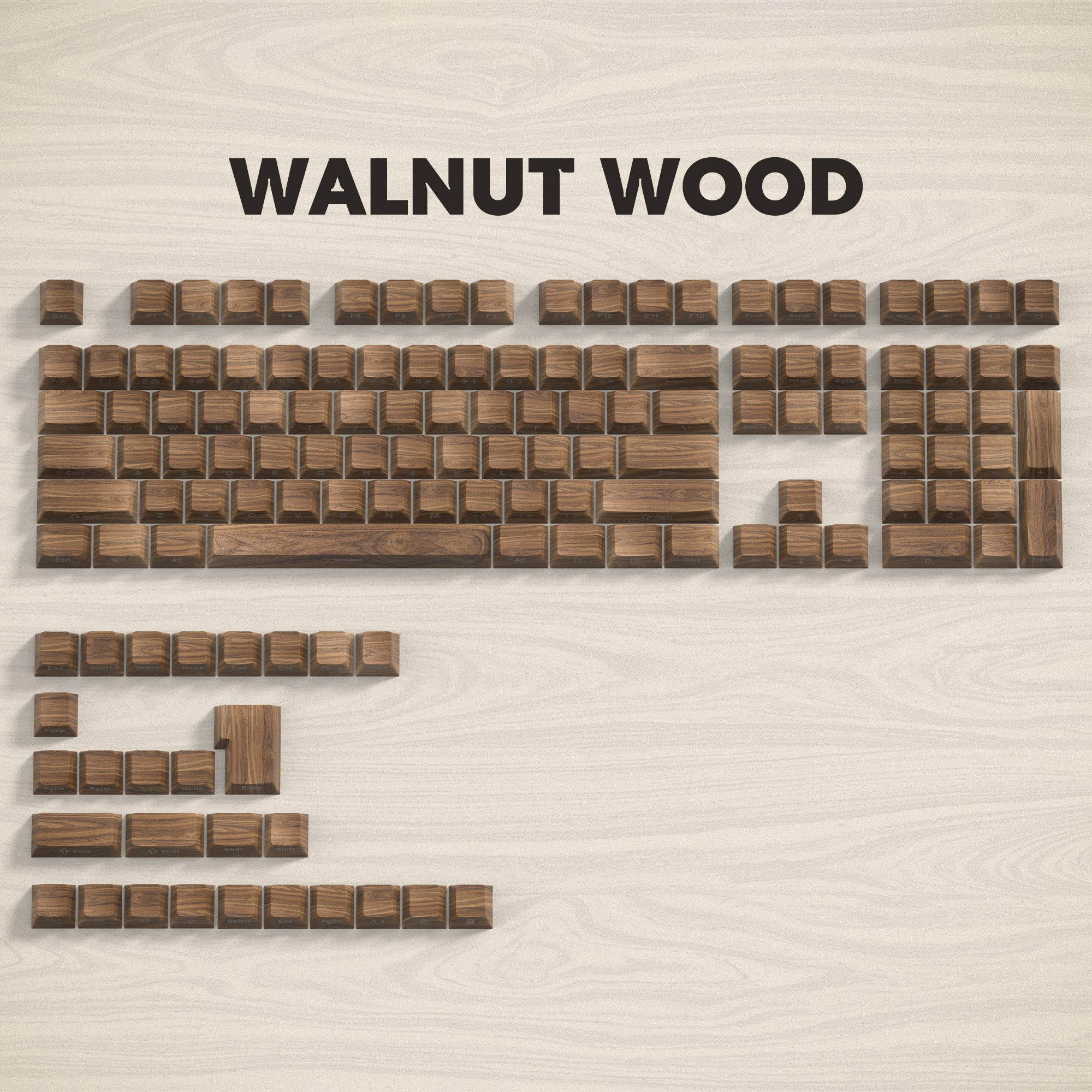 Womier Walnut Wood Side-Printed Cherry Profile Dye-Sub PBT Keycap Set