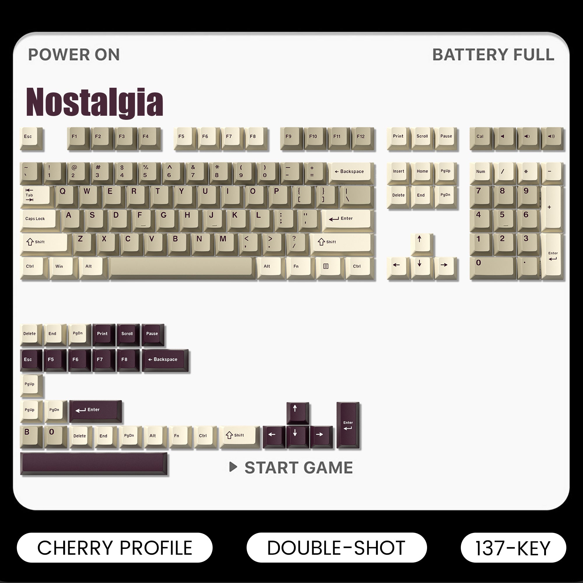 Womier Nostalgia Cherry Profile Double Shot PBT Keycap Set (7 Colorways)
