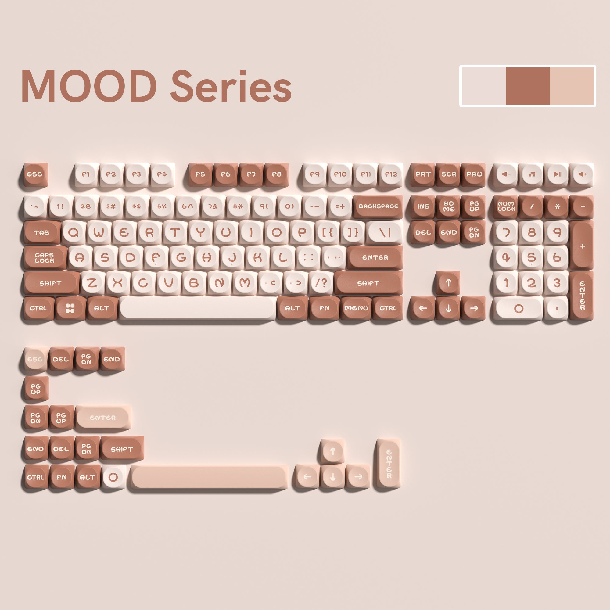 Womier Rosy Pink 127-key MOA profile PBT keycap set adopts double-shot process. It compatible with all MX-style switches and most ANSI layout.