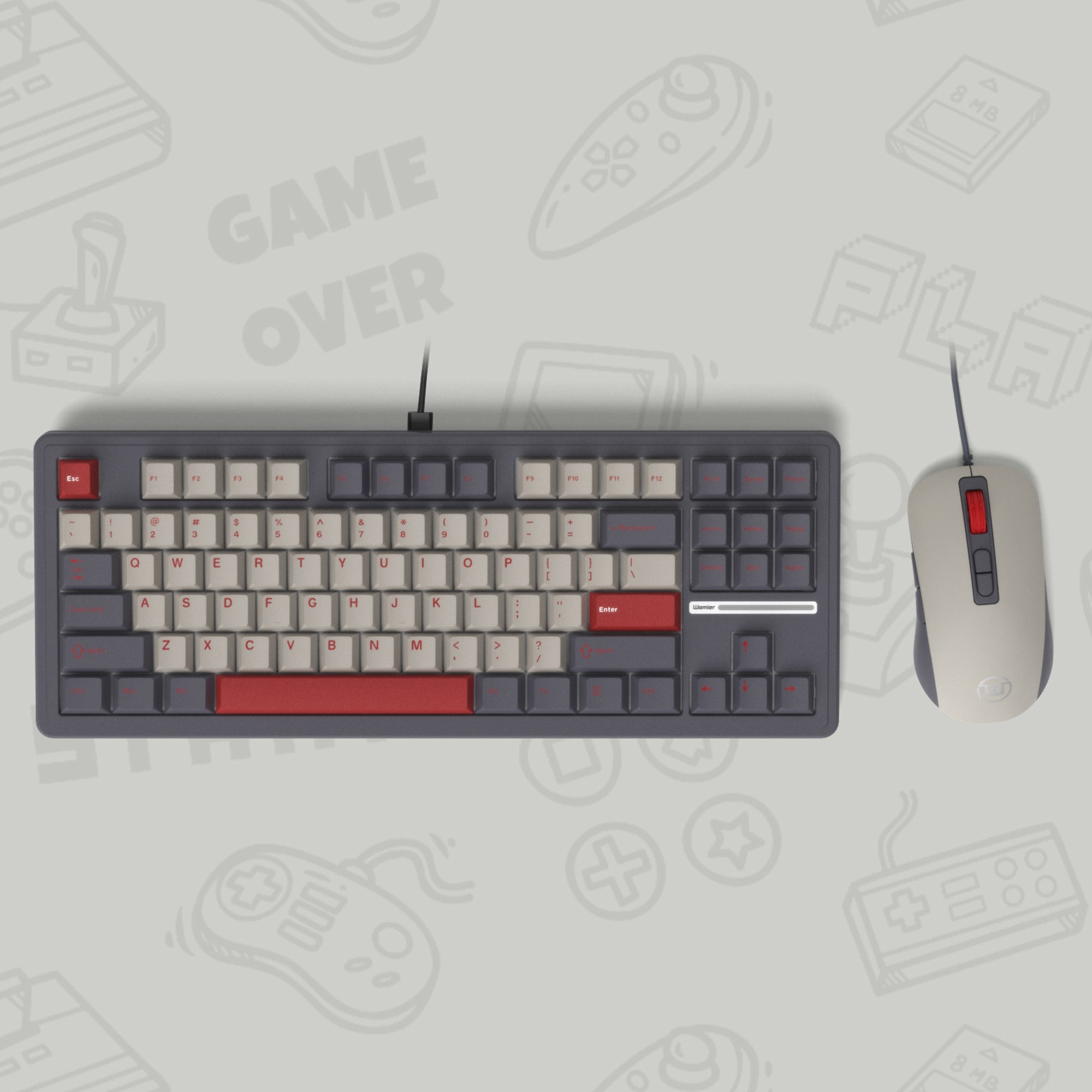 Womier M87 Nostalgia TKL Wired Keyboard and Mouse Combo Render Dark Grey