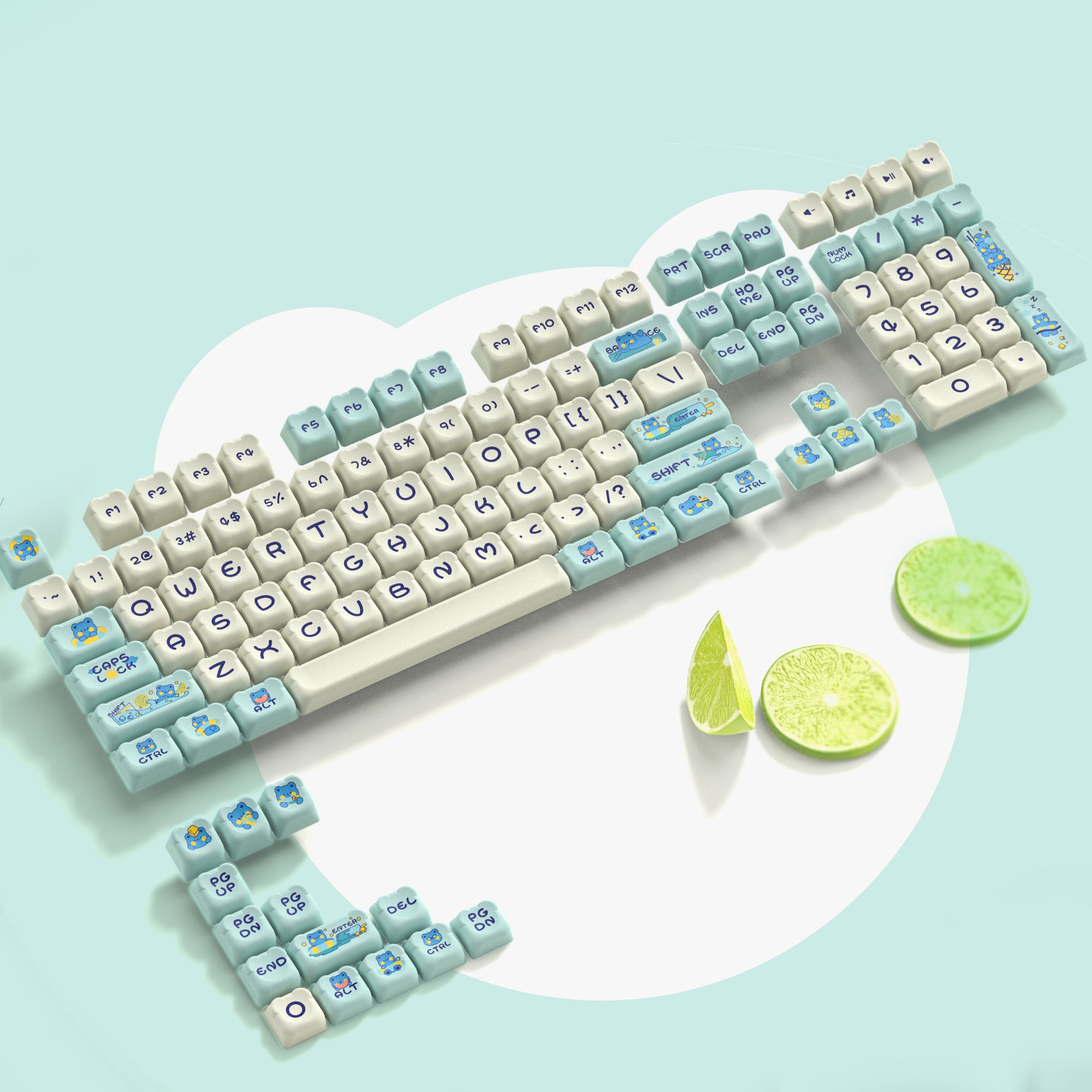 Womier Panda Bear 122-Key KDA Profile Double-Shot PBT Keycap Set