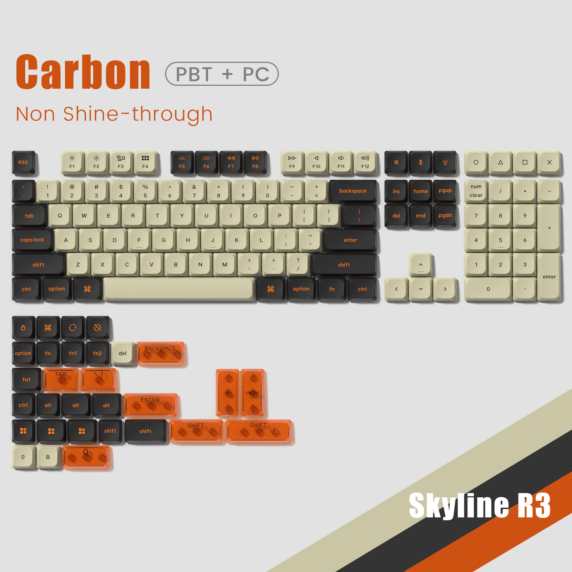 Skyline R3 Low Profile PBT+PC Double-Shot Keycap (3 Colorways)