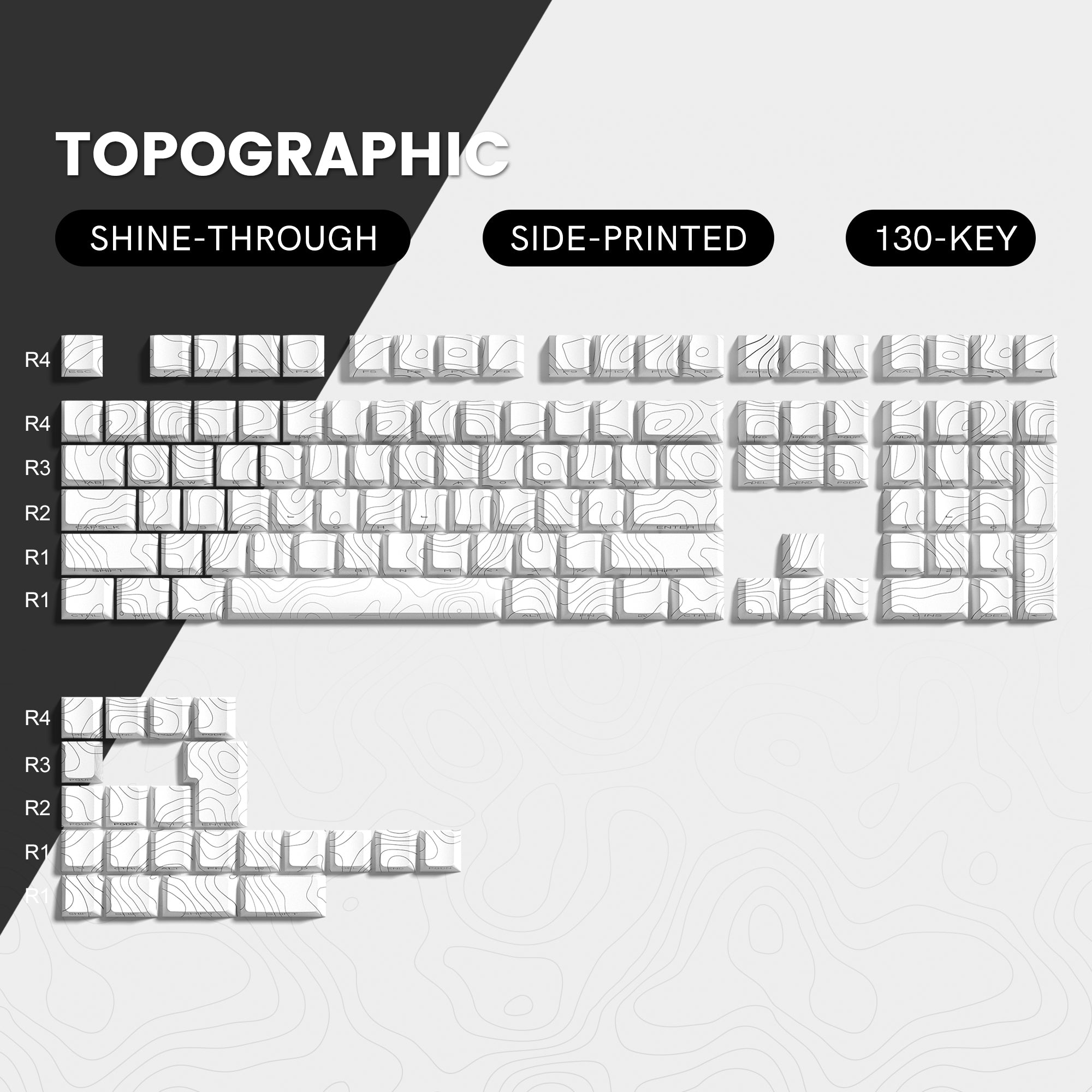 Womier Topographic Series Cherry Profile Side-Printed Shine-Through Keycap Set