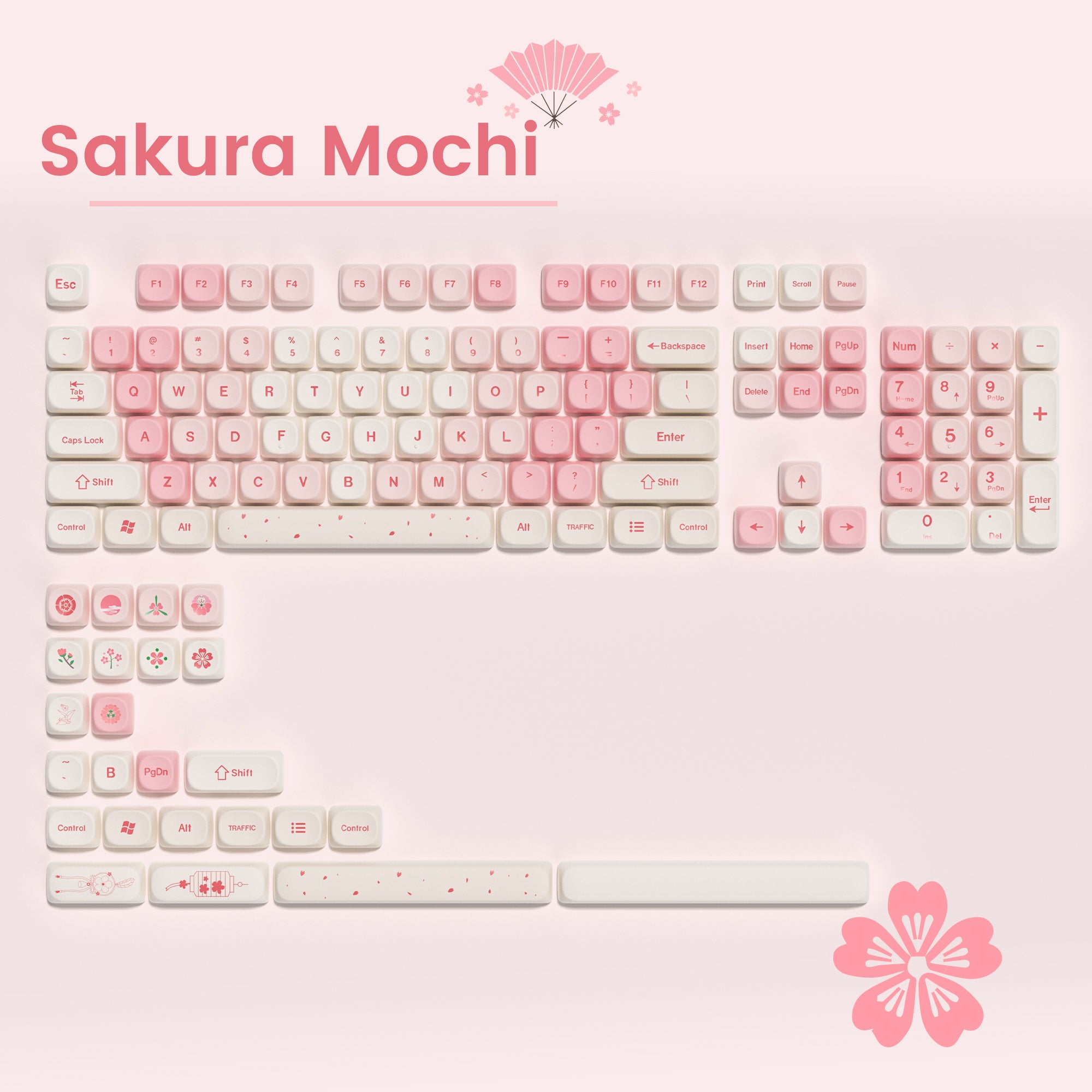 Womier Cherry Pudding 143-Key MOA Profile Dye-Sub PBT Keycap Set