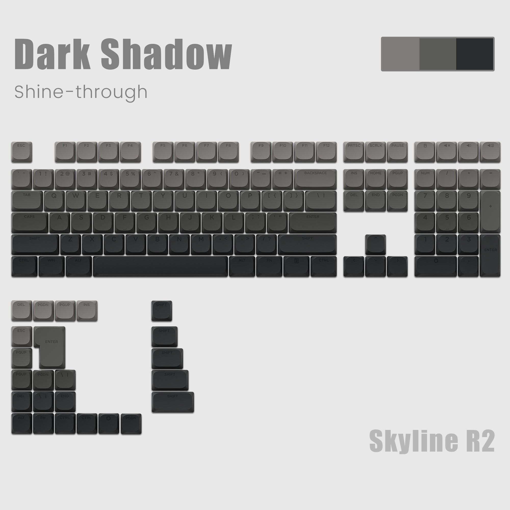 Skyline R2 Low Profile PBT Double-shot Keycap (9 Colors)
