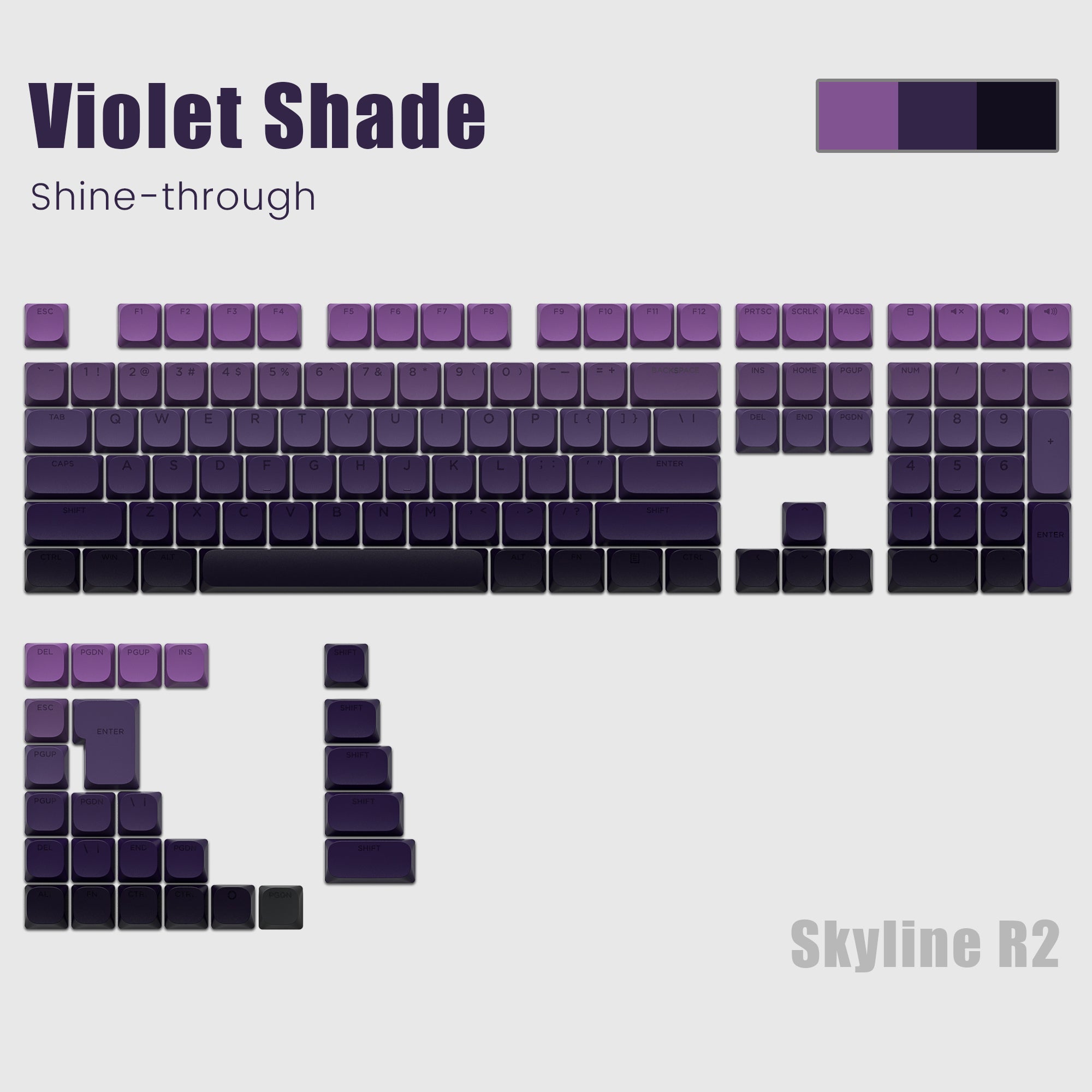 Skyline R2 Low Profile PBT Double-shot Keycap (9 Colors)