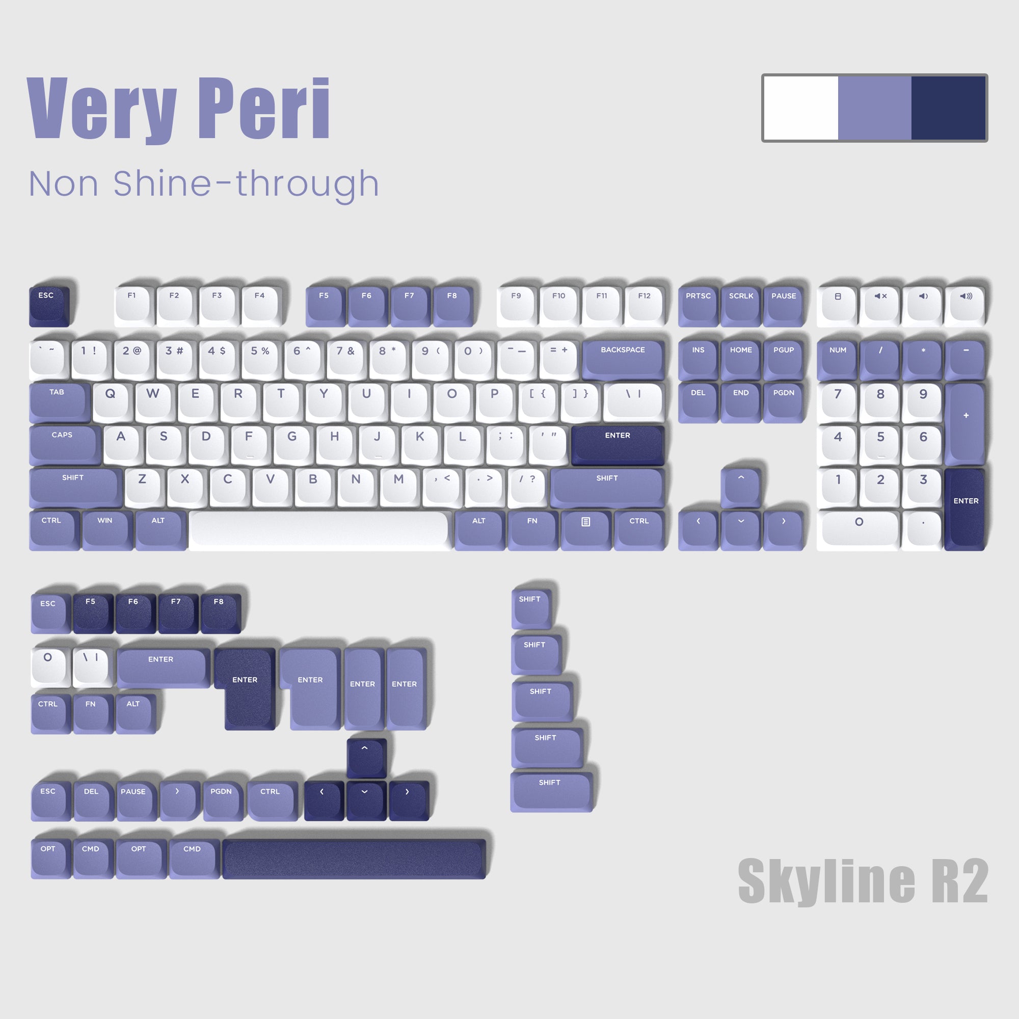 Skyline R2 Low Profile PBT Double-shot Keycap (9 Colors)