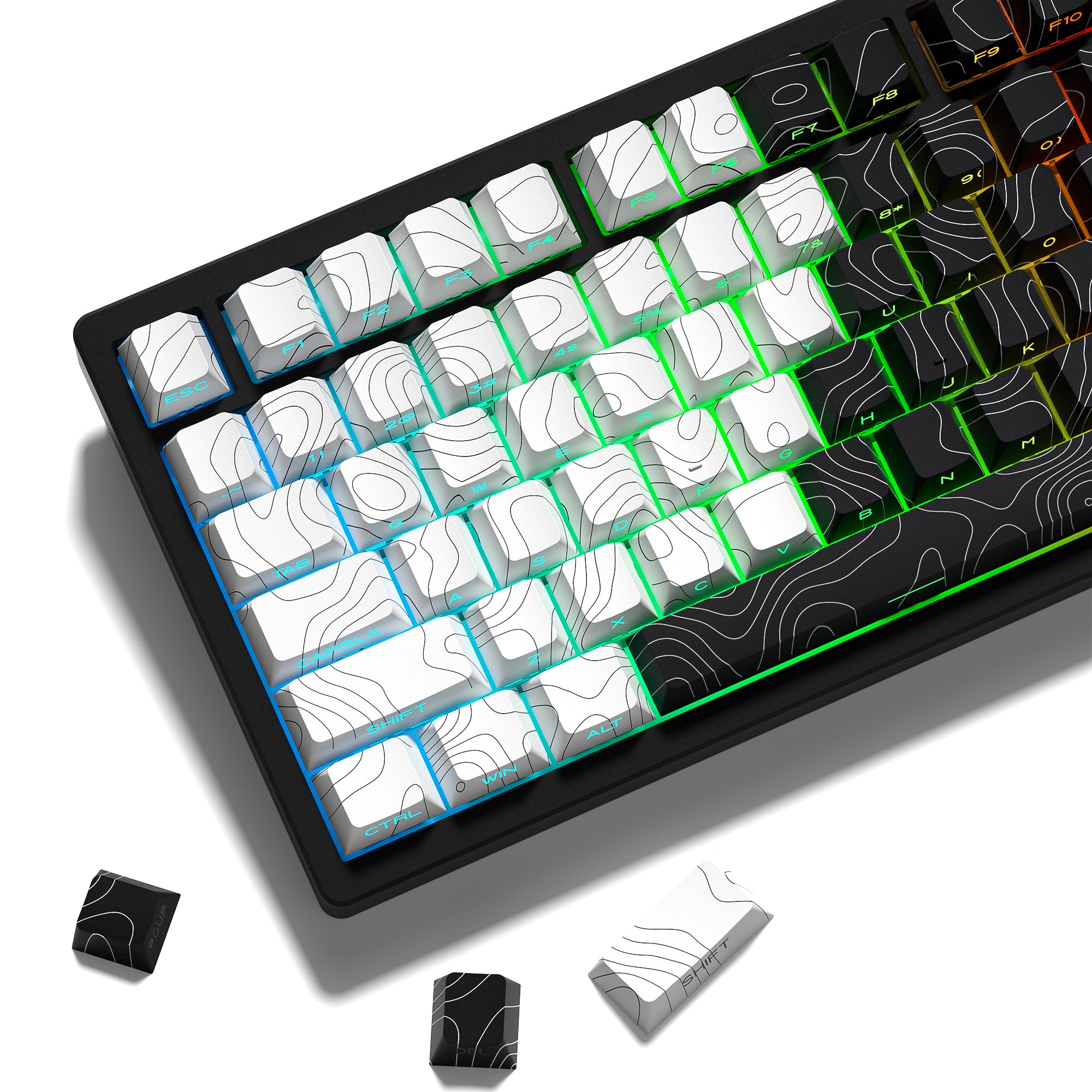 Womier Topographic Series Cherry Profile Side-Printed Shine-Through Keycap Set