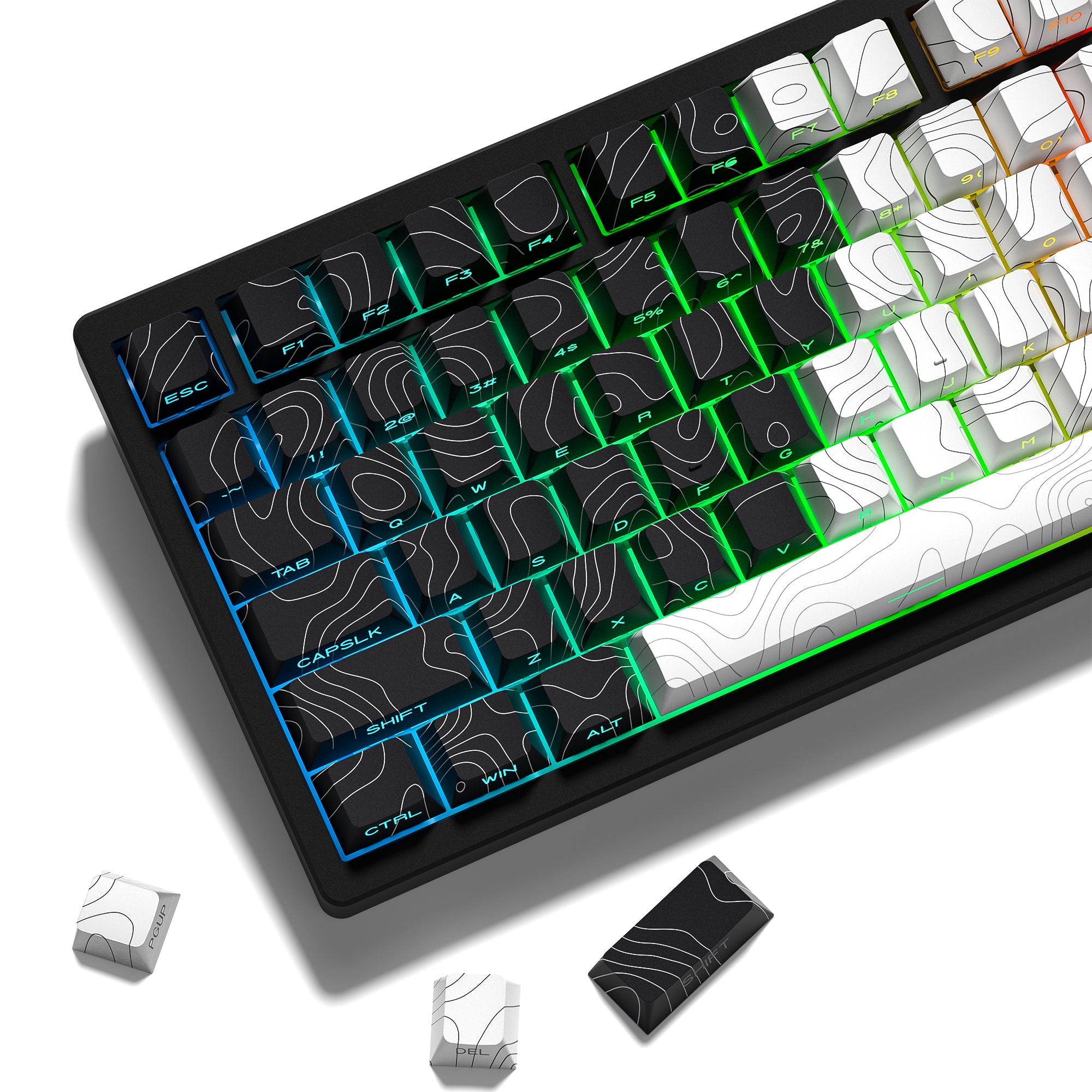 Womier Topographic Series Cherry Profile Side-Printed Shine-Through Keycap Set