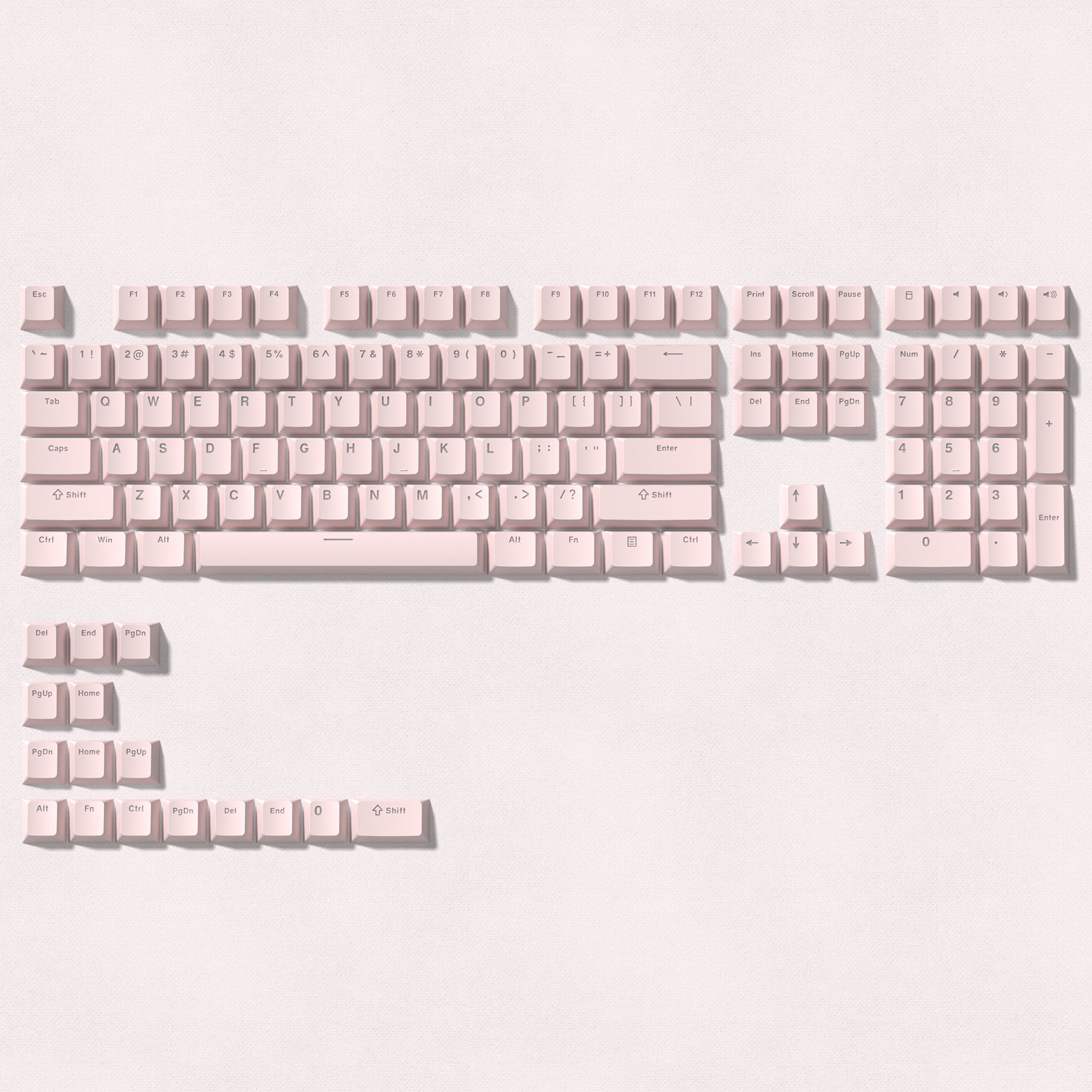 Womier Cherry Profile Single-Color Shine-Through PBT 124-Key Keycaps