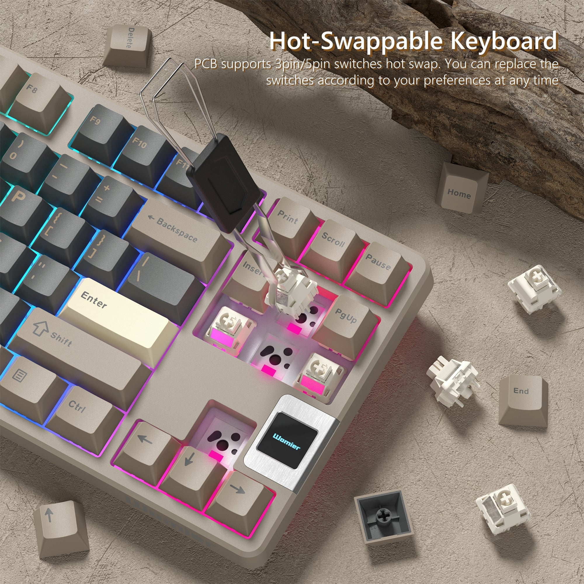 Womier QK87 TKL QMK/VIA Support Wireless Keyboard with Multimedia Display