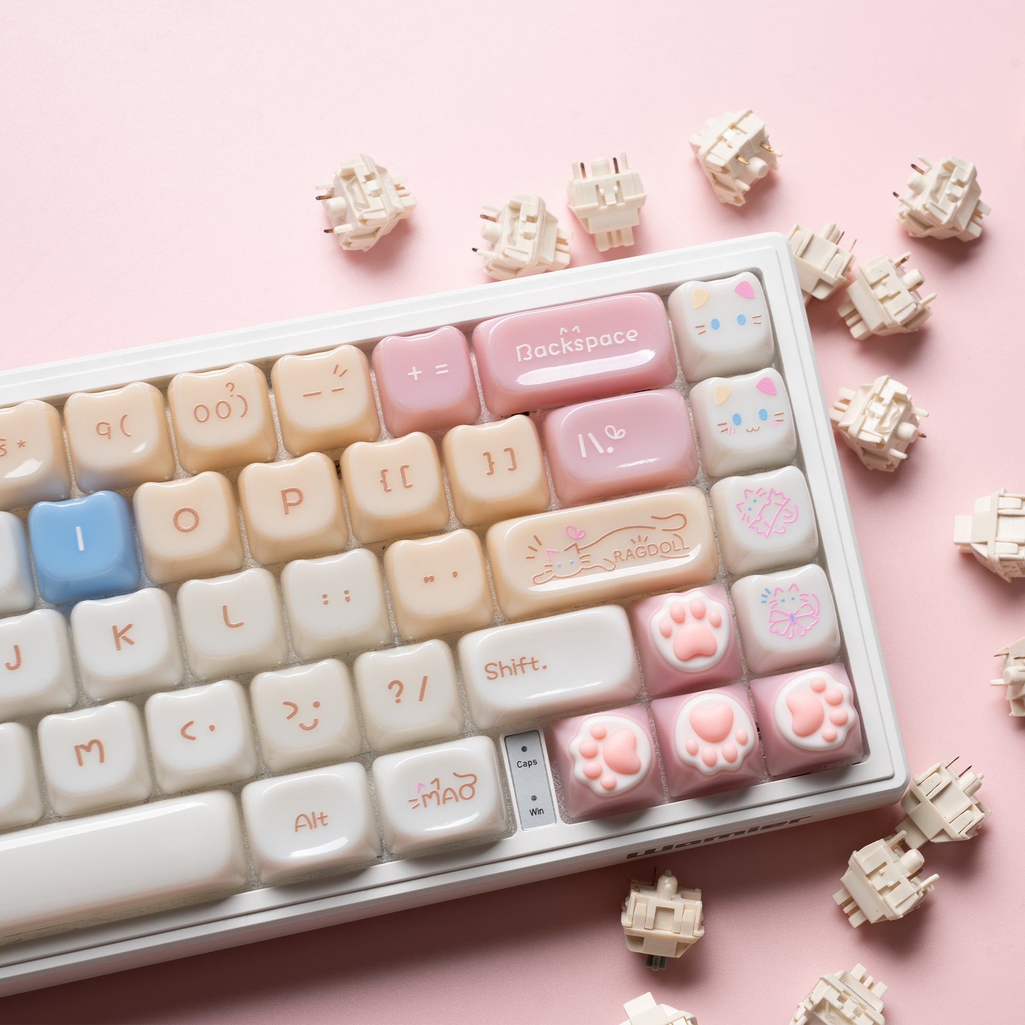 Womier Kittens Themed MOA+MAO Profile PC Keycap Set