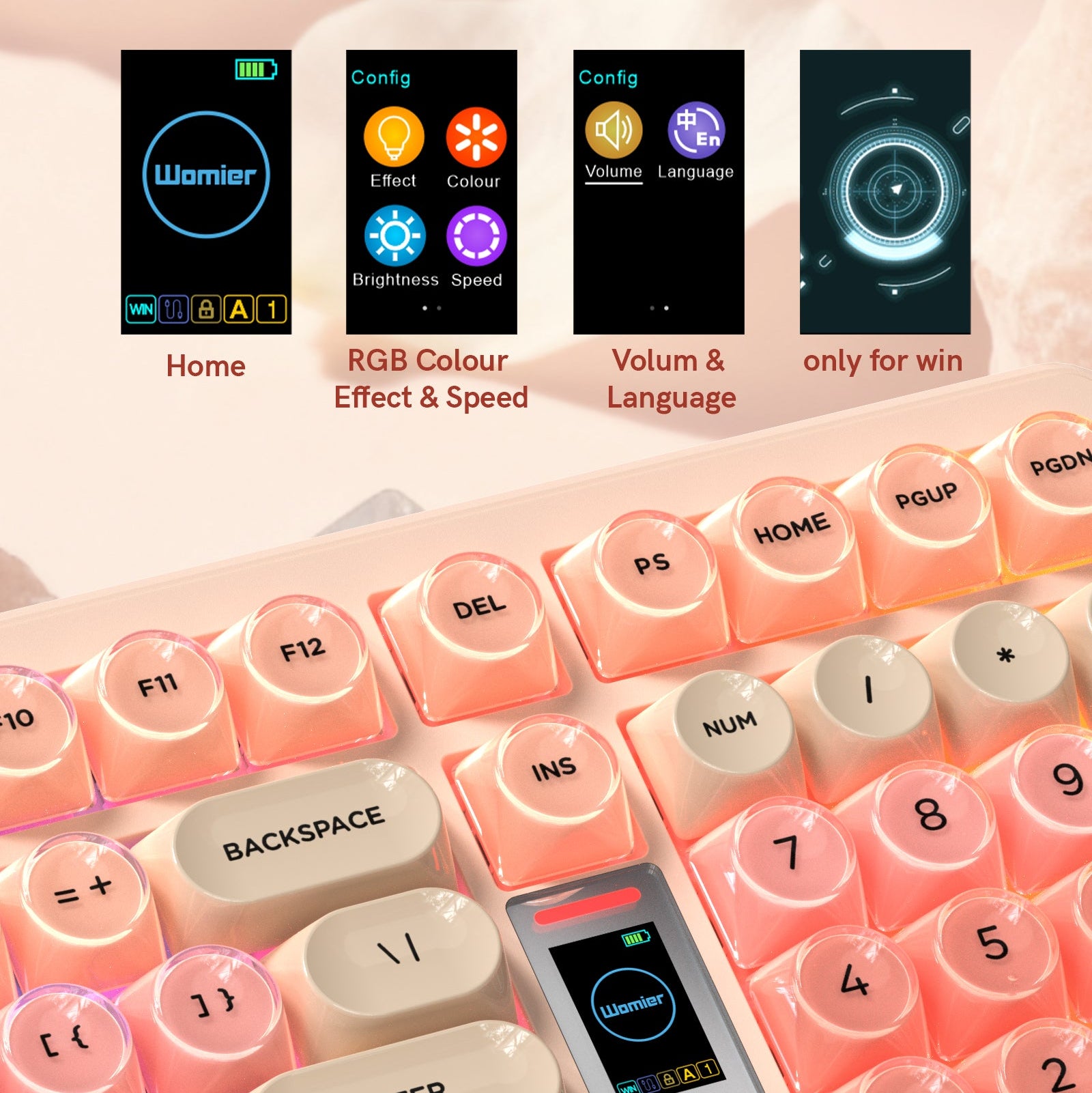 Womier WK98 98% Mechanical Gaming Keyboard With Multimedia Screen - Womier Keyboard