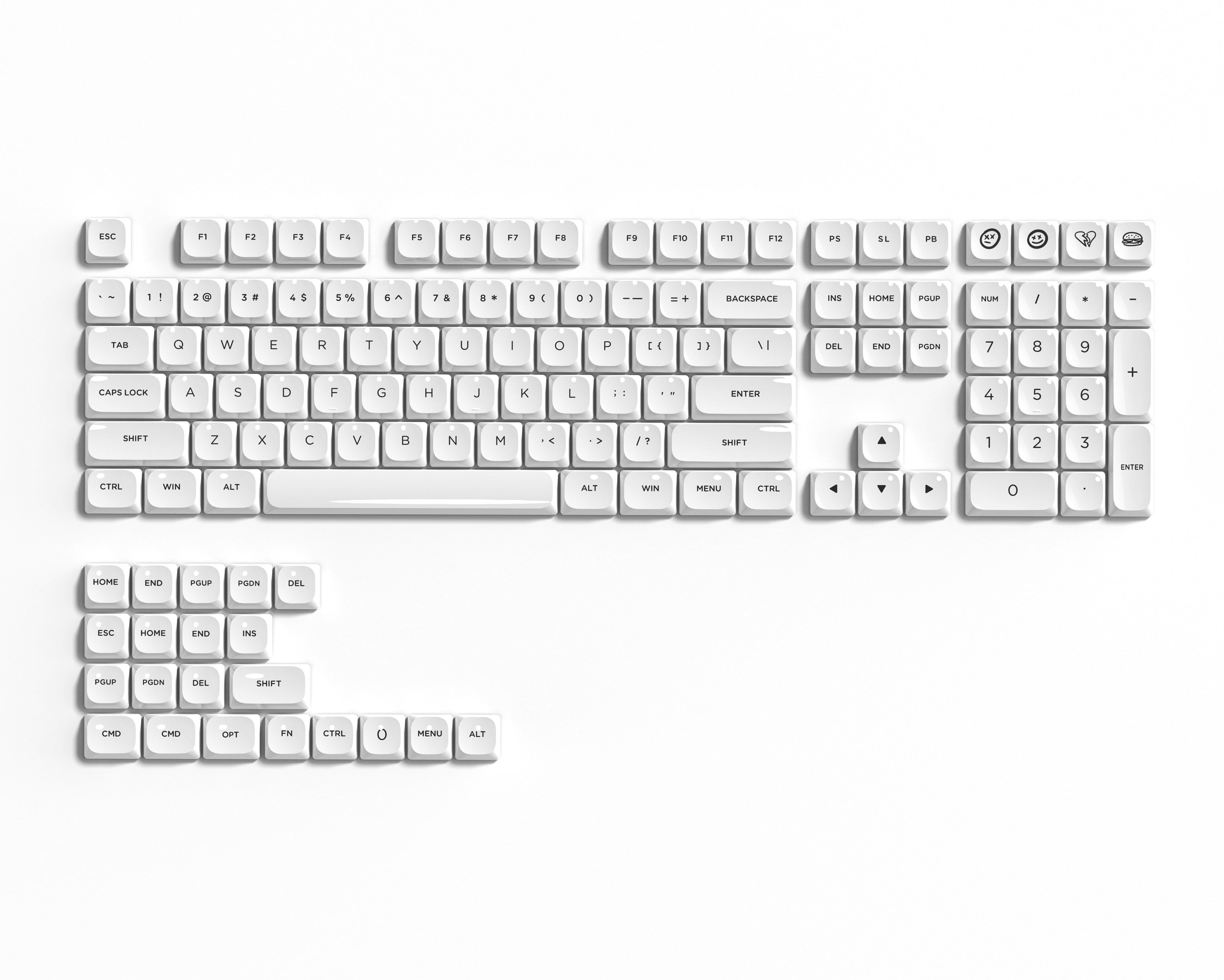 Skyline R2 Arctic White Low Profile PBT Keycap Set