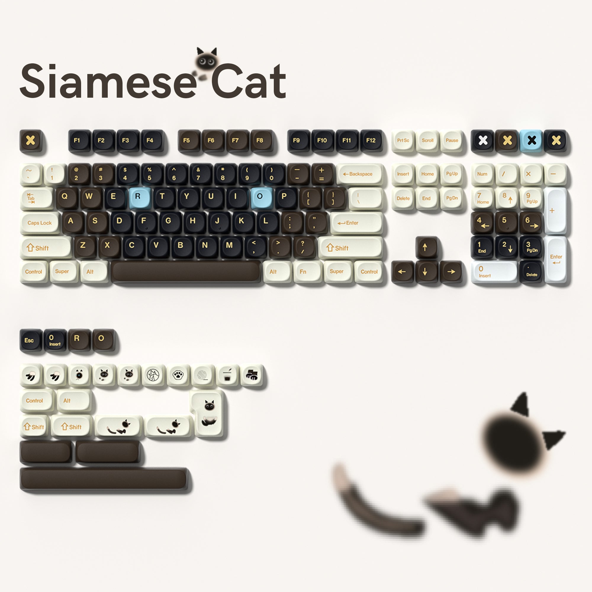 Womier Siamese Cat MOA Profile Dye-Sublimation PBT Keycap Set