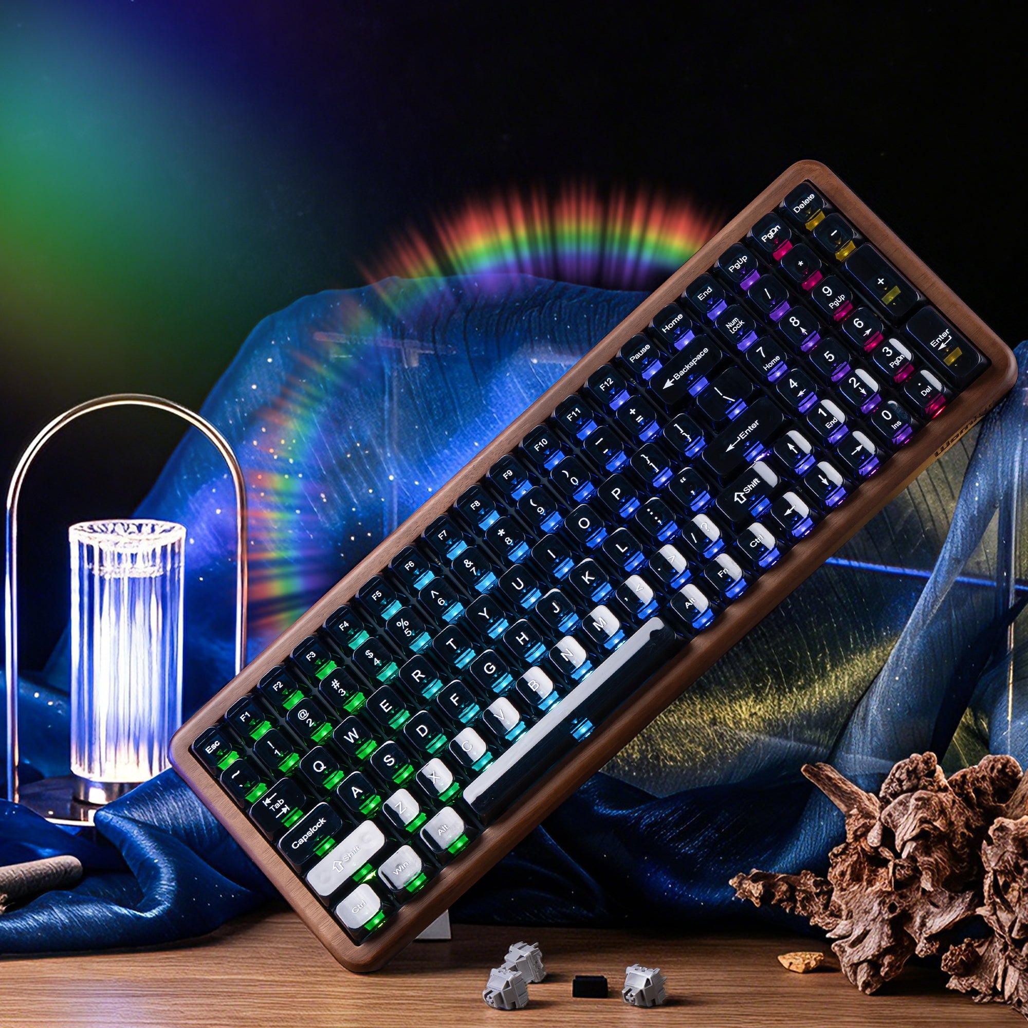 Womier WD99 Full-Size VIA Support Wireless Wooden Keyboard