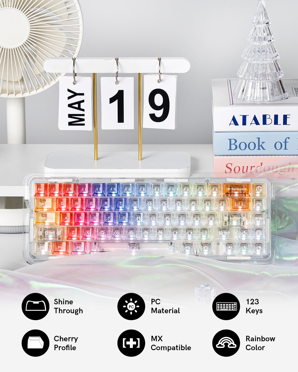 Womier Rainbow Cherry Profile Dye-Sub PBT Keycap Set (123-Key)