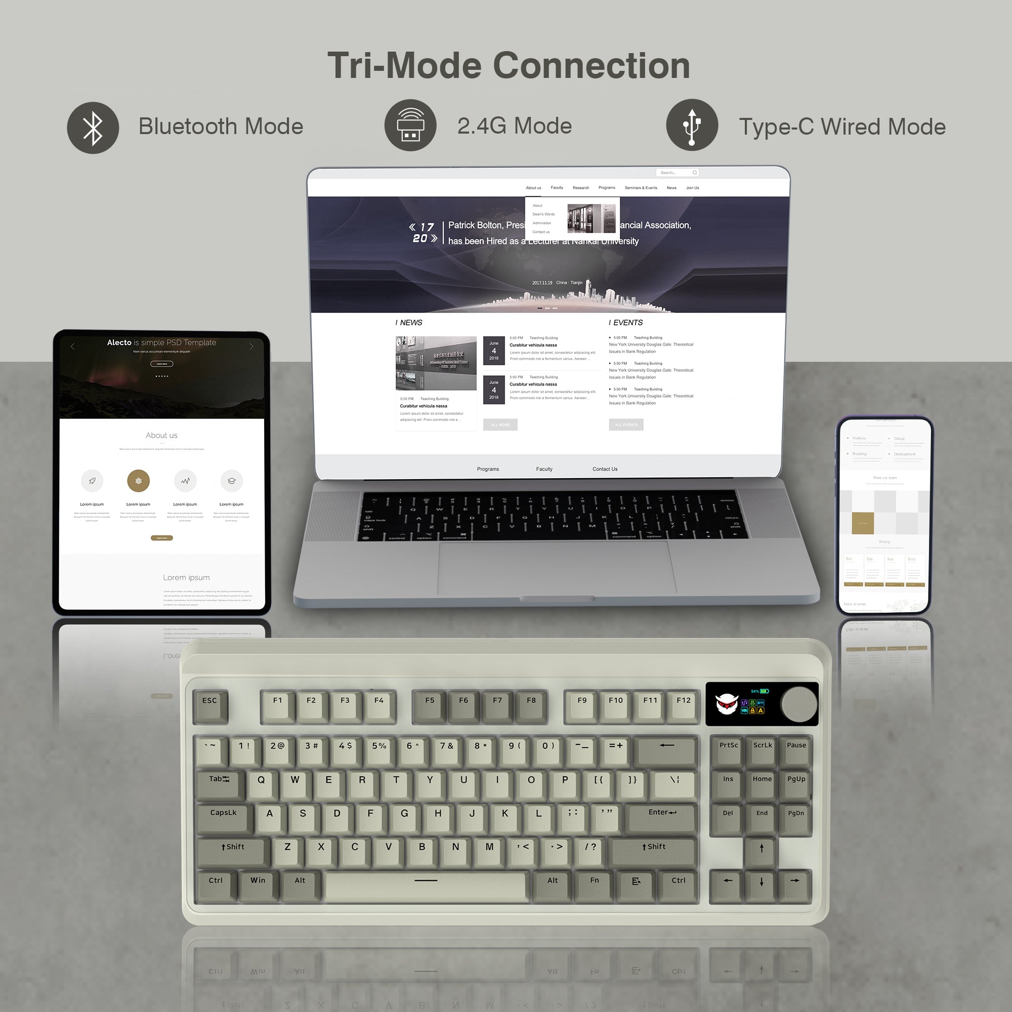 Womier M87 Pro TKL Wireless Mechanical Keyboard with Multimedia Display