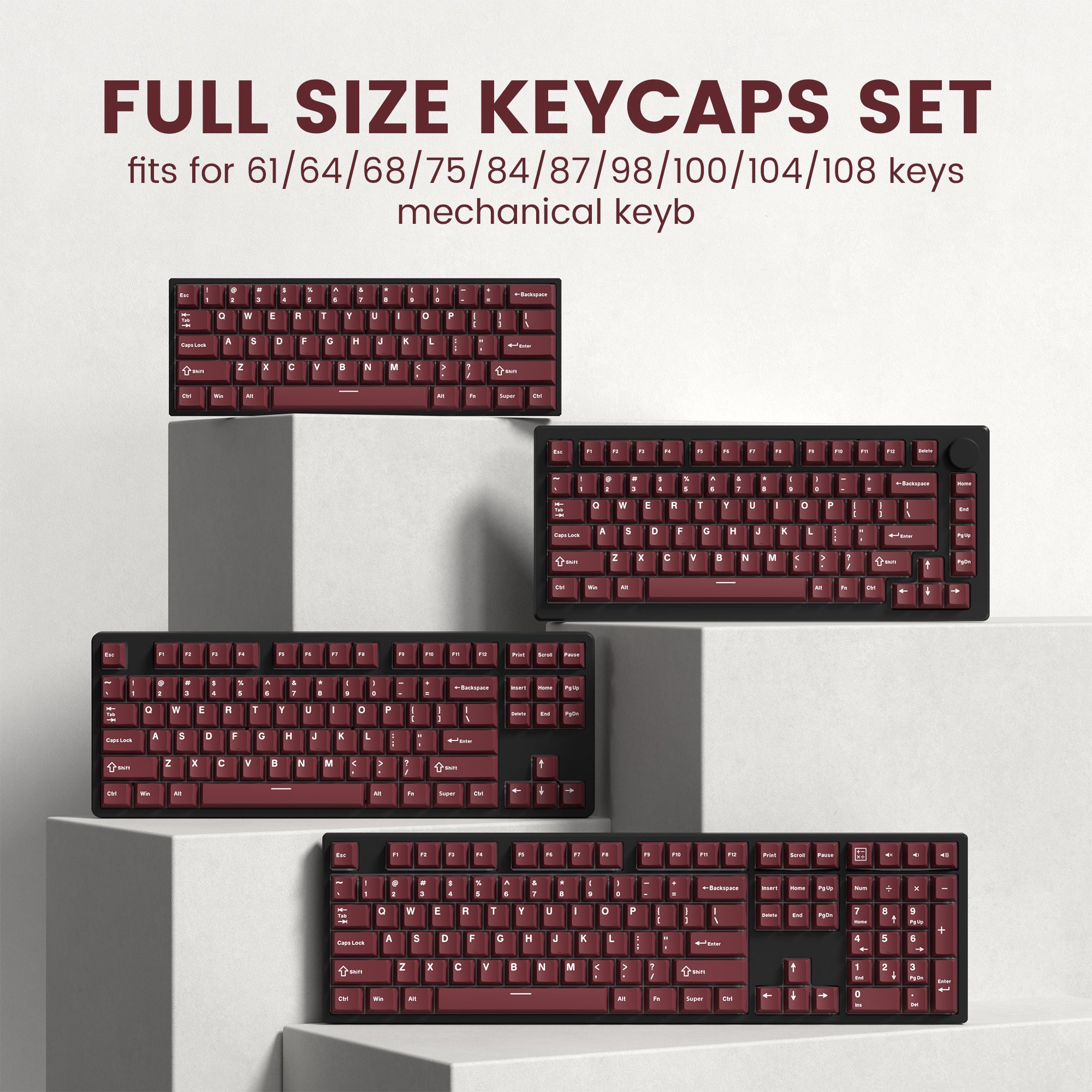 Womier Solid Color Cherry Profile PBT Double-Shot Keycaps – 2 Color Options