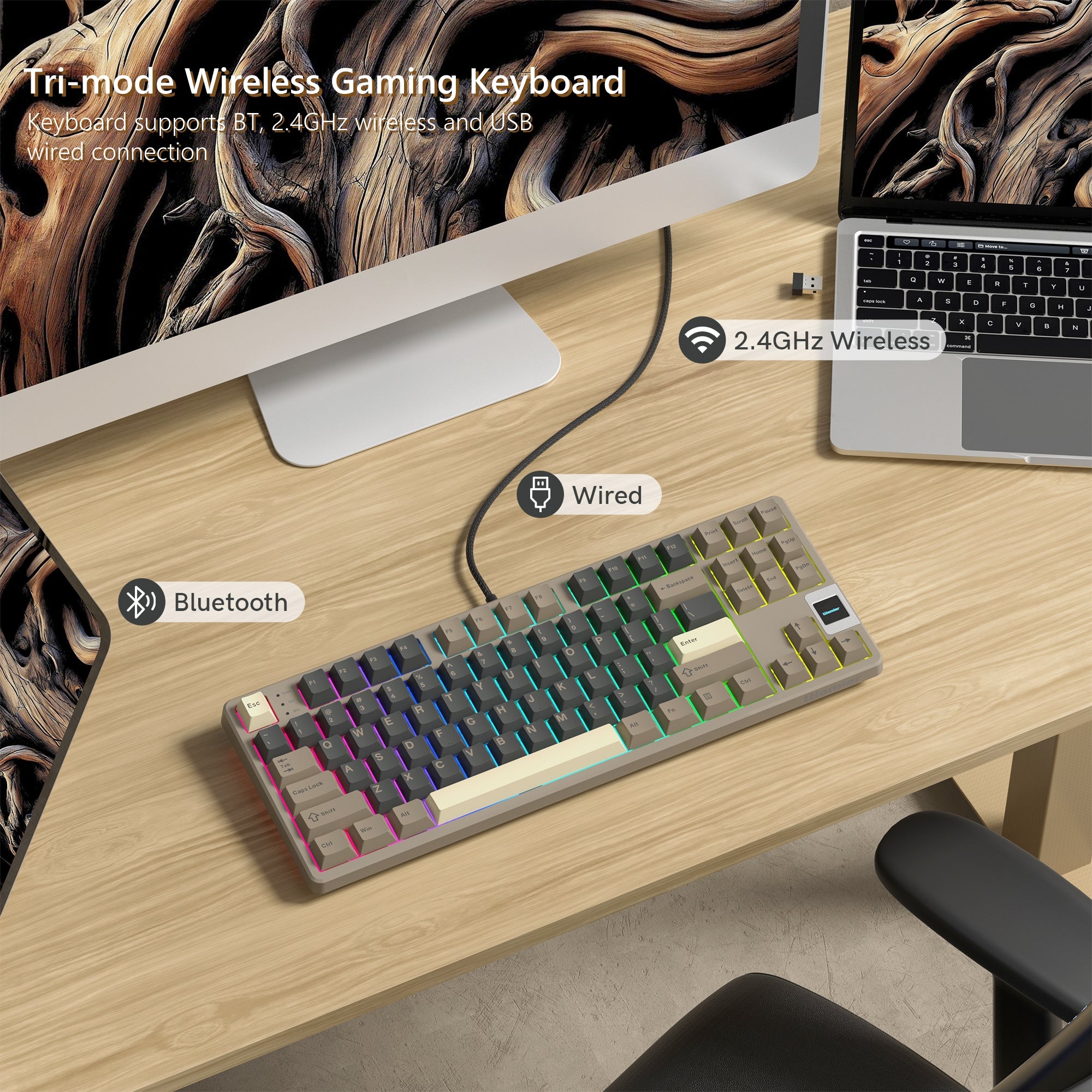 Womier QK87 TKL QMK/VIA Support Wireless Keyboard with Multimedia Display