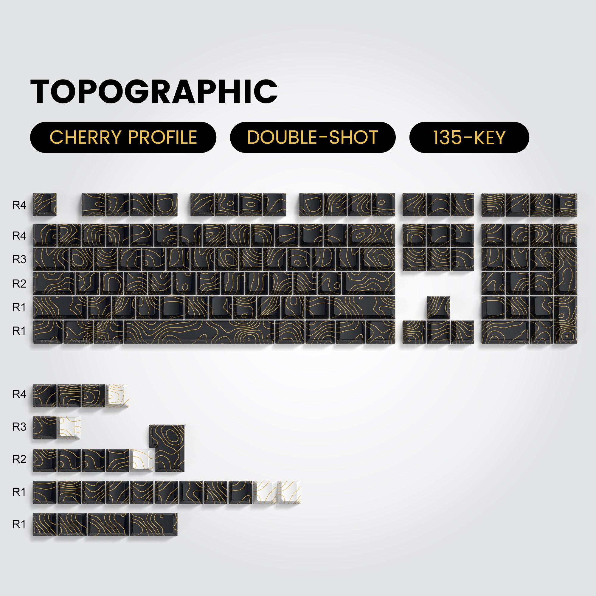 Womier Topographic Series Cherry Profile Side-Printed Shine-Through Keycap Set