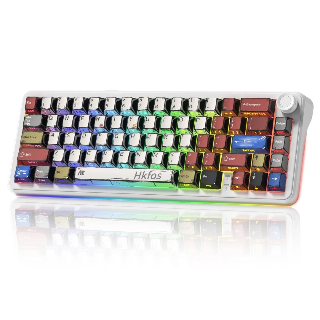 Hkfos L65 65% Gaming Mechanical Keyboard Wireless with Knob