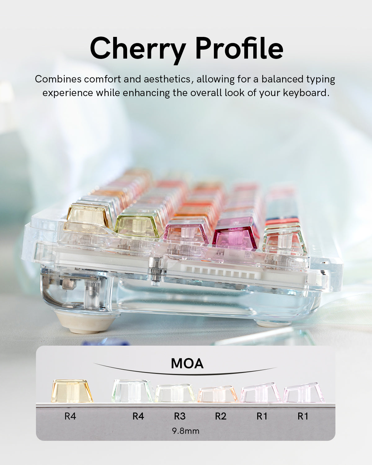 Womier Rainbow Cherry Profile Dye-Sub PBT Keycap Set (123-Key)