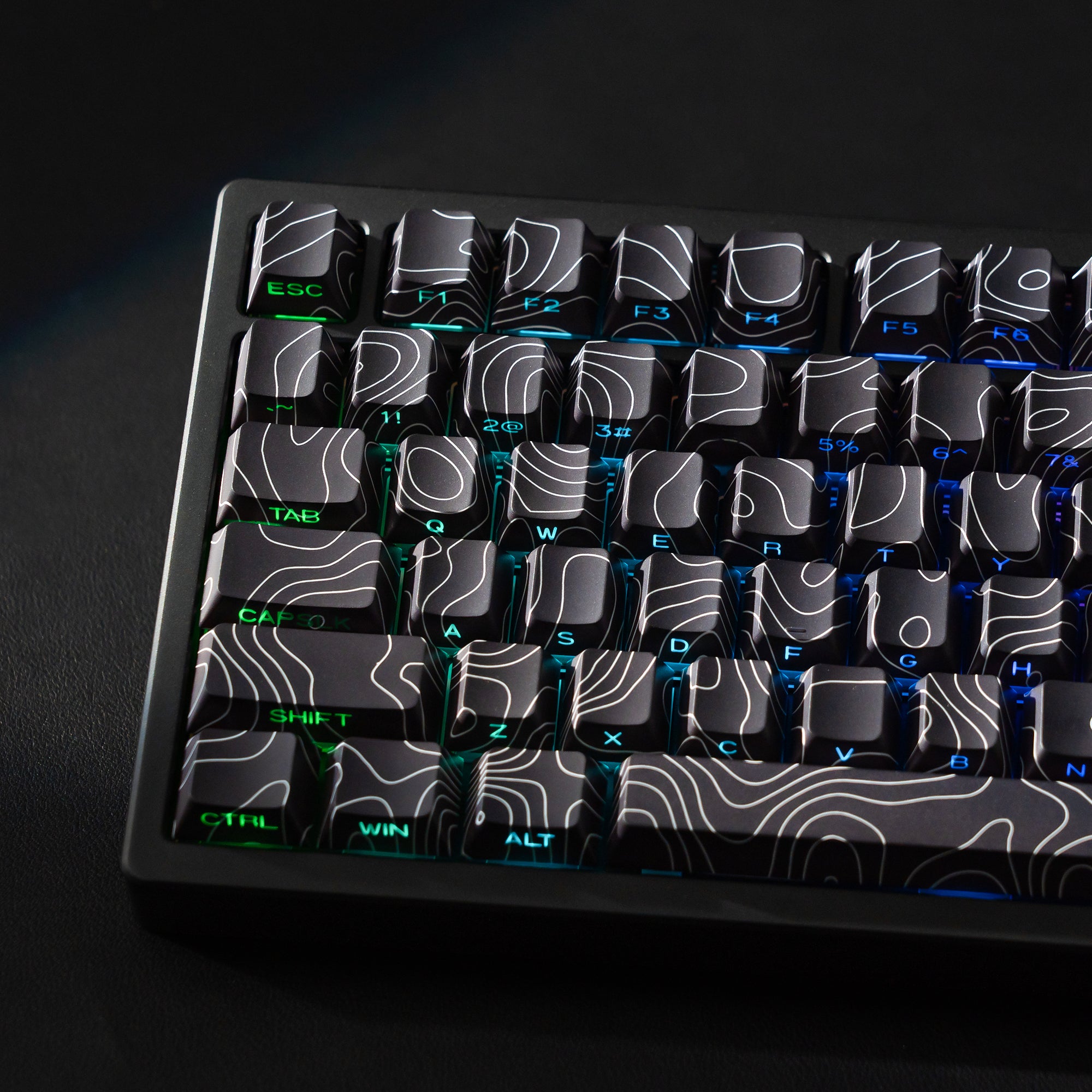 Womier Topographic Series Cherry Profile Side-Printed Shine-Through Keycap Set