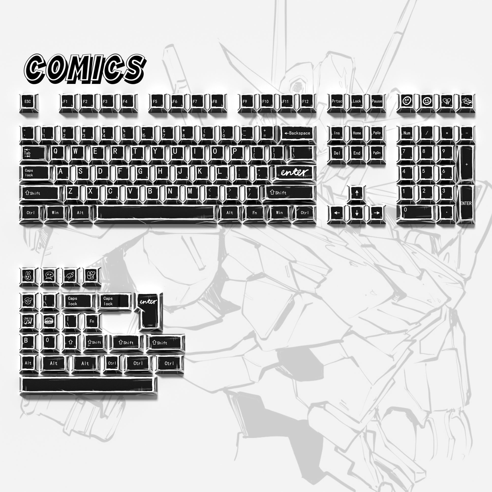 Womier Comics Cherry Profile Dye Sublimation PBT Keycap Set (141-Key)