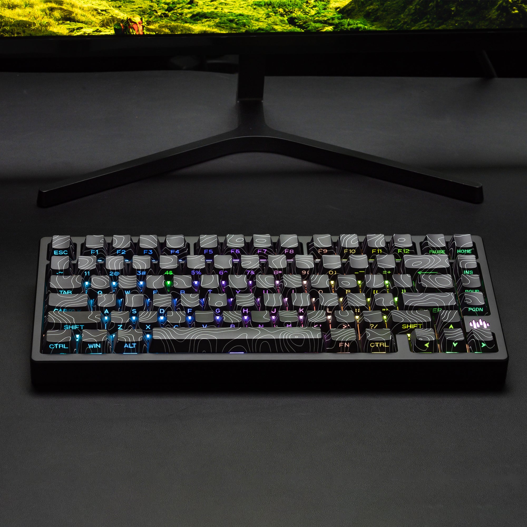 Womier Topographic Series Cherry Profile Side-Printed Shine-Through Keycap Set