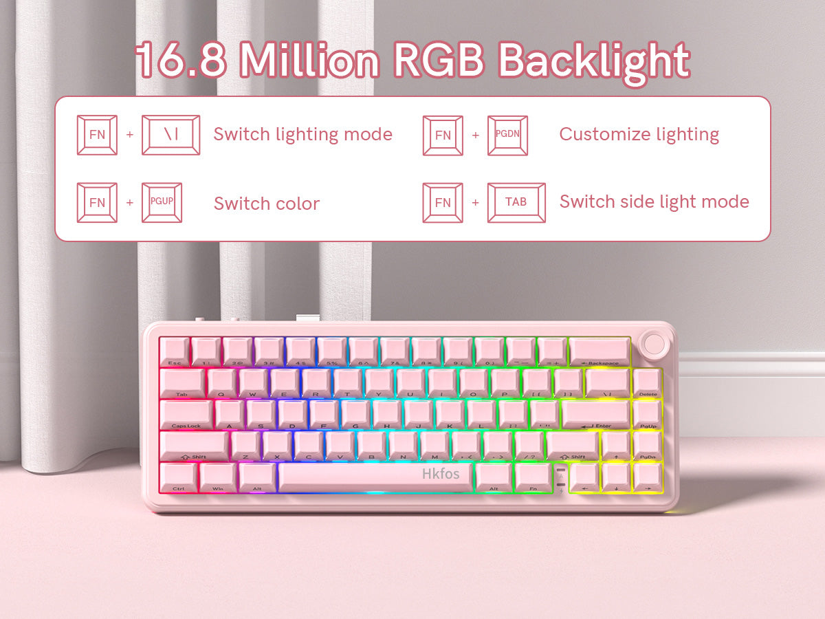 Hkfos L65 65% Gaming Mechanical Keyboard Wireless with Knob