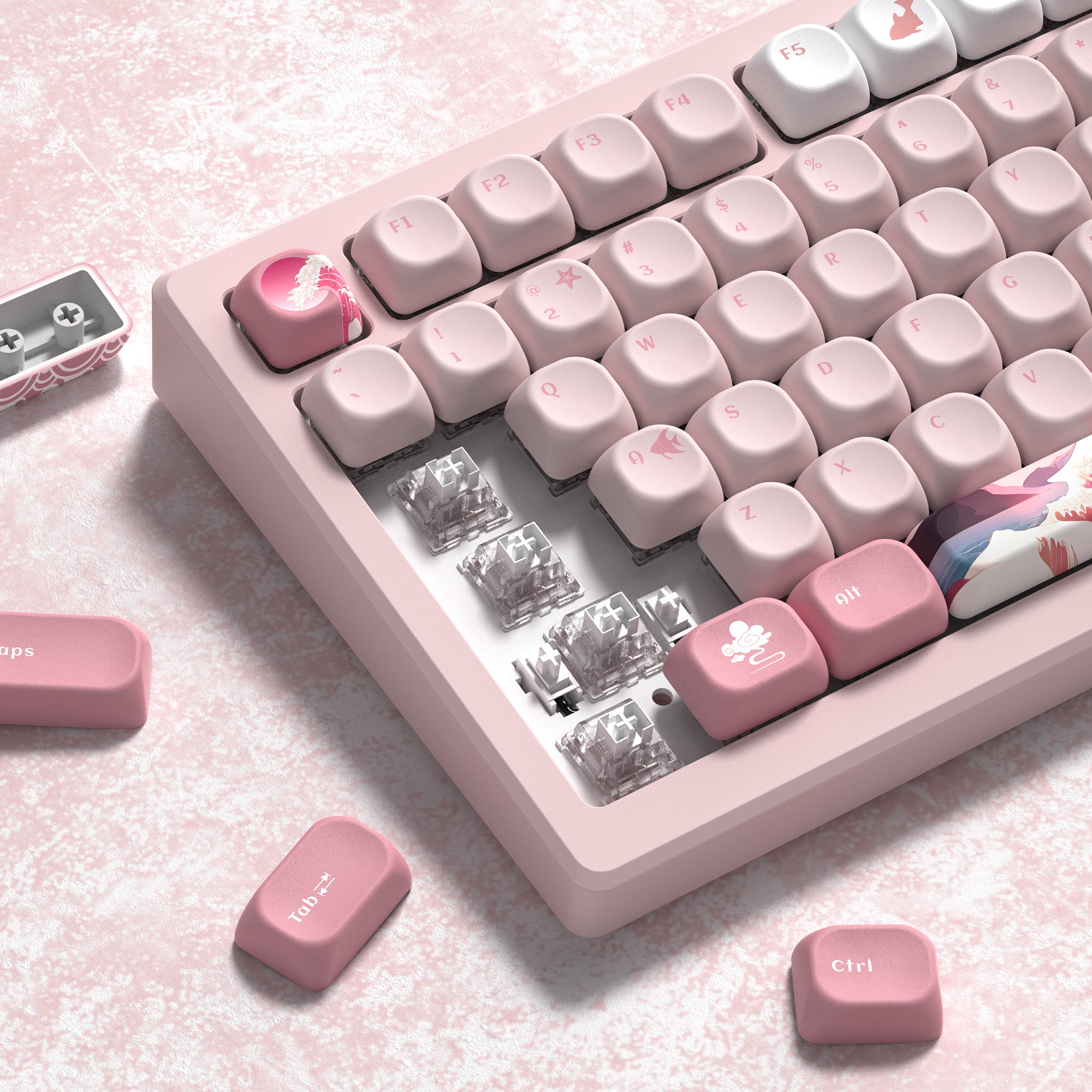 Womier MOA Profile Pink Coral Keycap Set (126-Key)