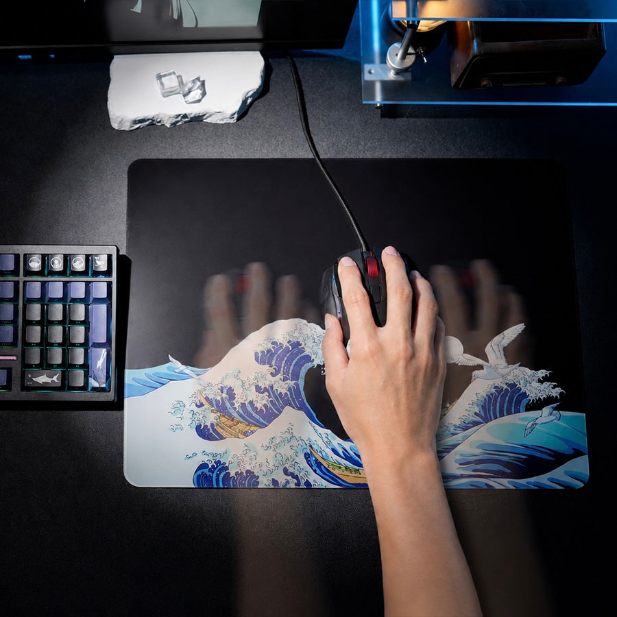 Womier Glass Mouse Pad - Kanagawa - Black Coral Sea