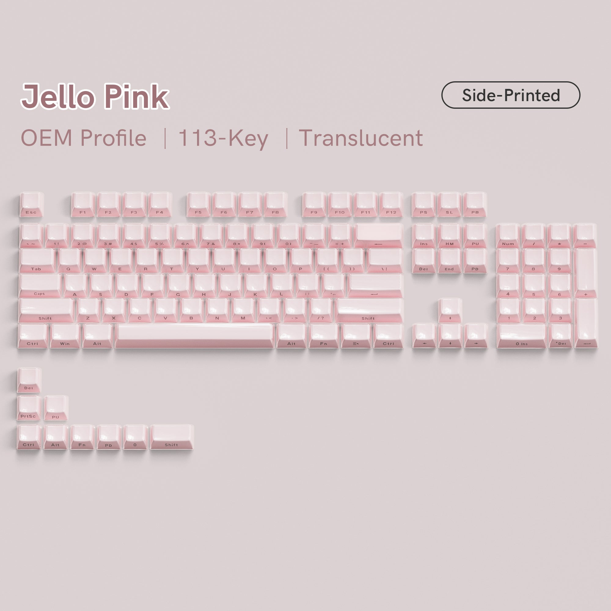 Womier Jello Side-Printed Translucent OEM Profile Keycap (113-Key) - Womier Keyboard