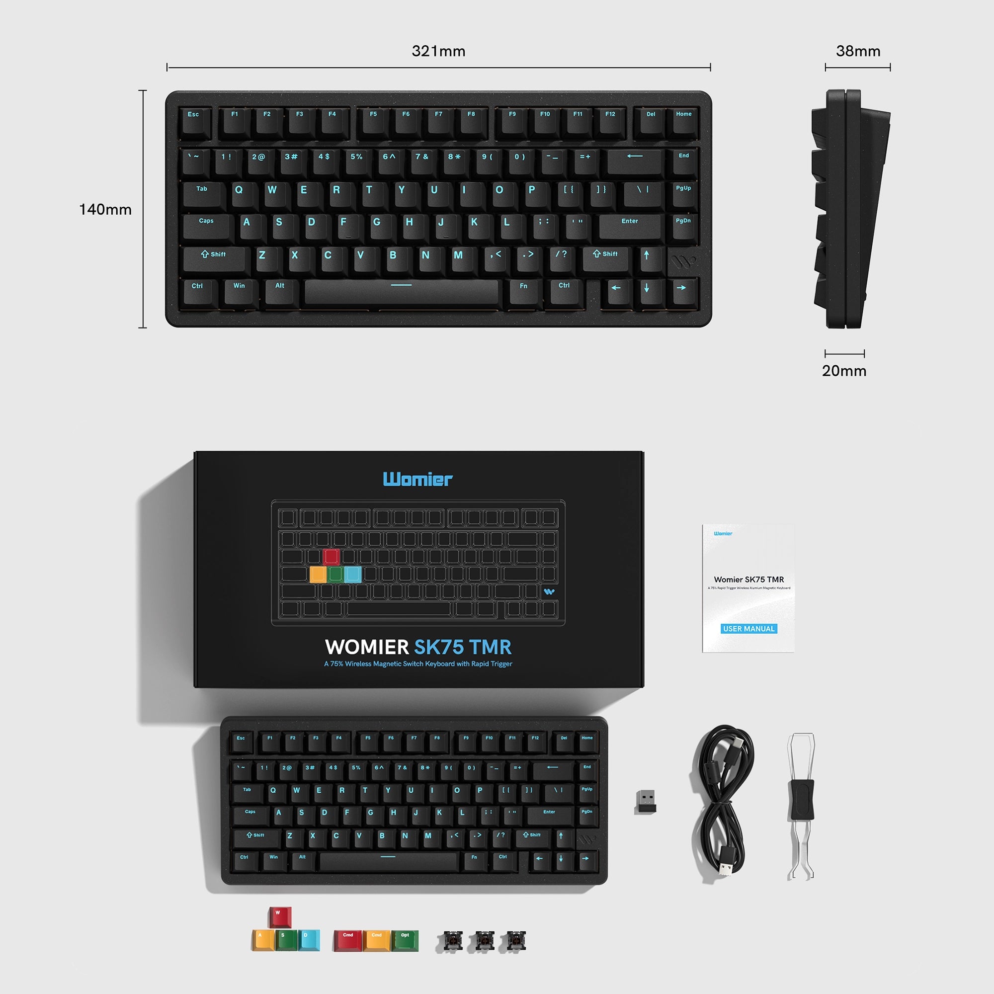 Womier SK75 TMR Wireless Magnetic Aluminum Gaming Keyboard