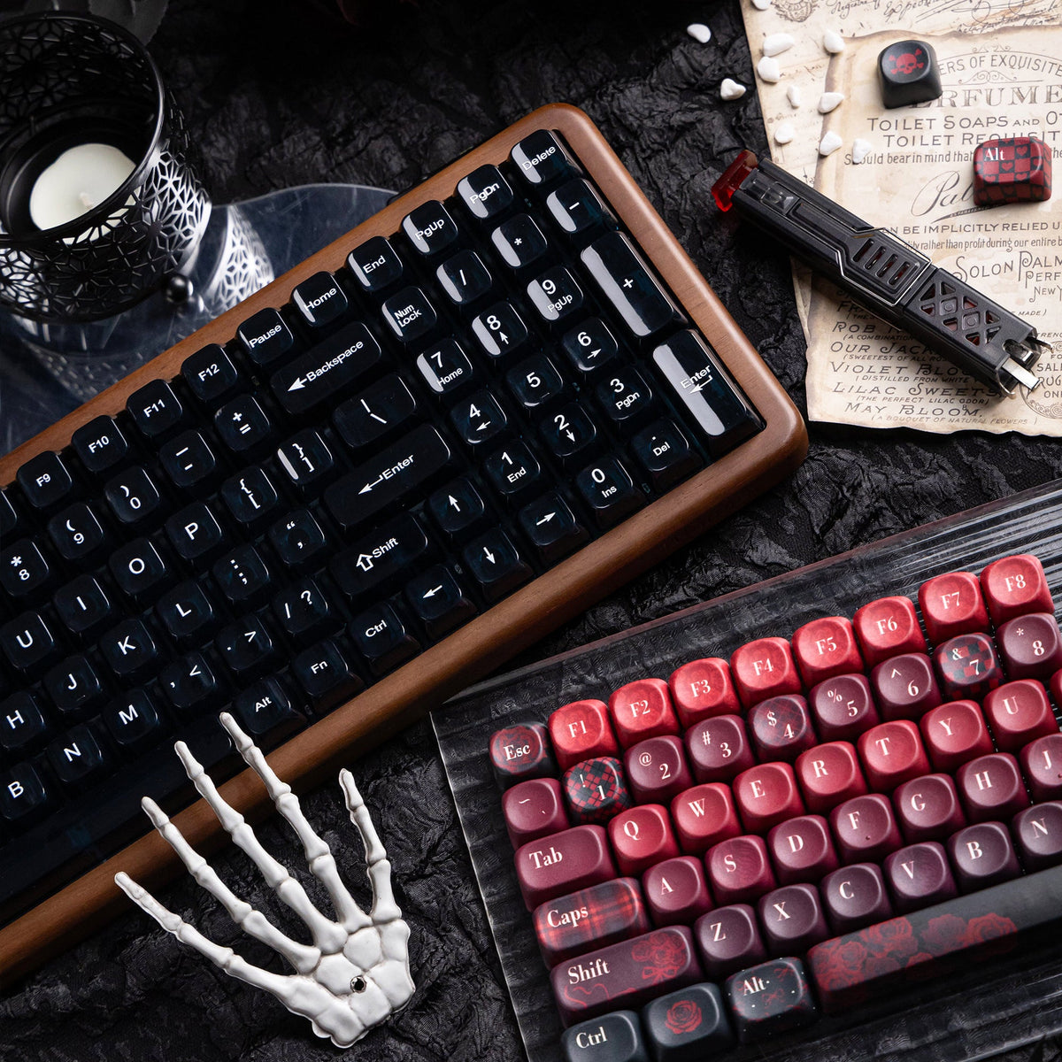 Halloween Bloody Mary Bundle — Womier WD99 Wooden Keyboard + Dark Red Rose Candy MOA PBT Keycaps - Womier Keyboard