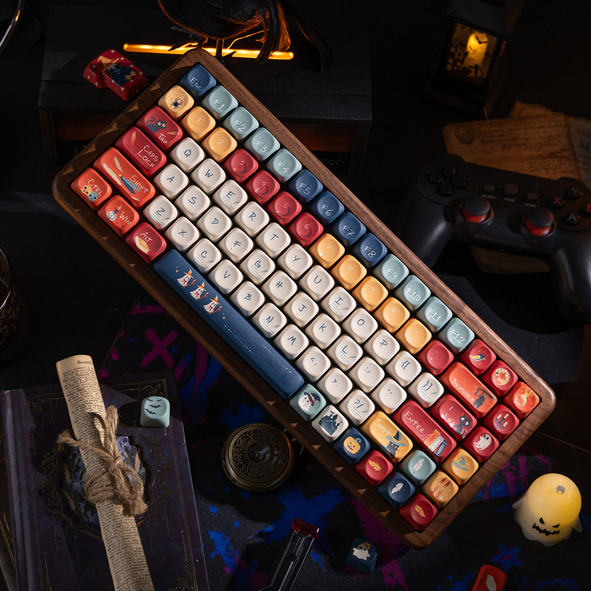 Halloween Haunted Castle Bundle — Womier WD75 HE Keyboard + William Castle MOA PBT Keycaps + Red Graffiti Glass Mouse Pad - Womier Keyboard