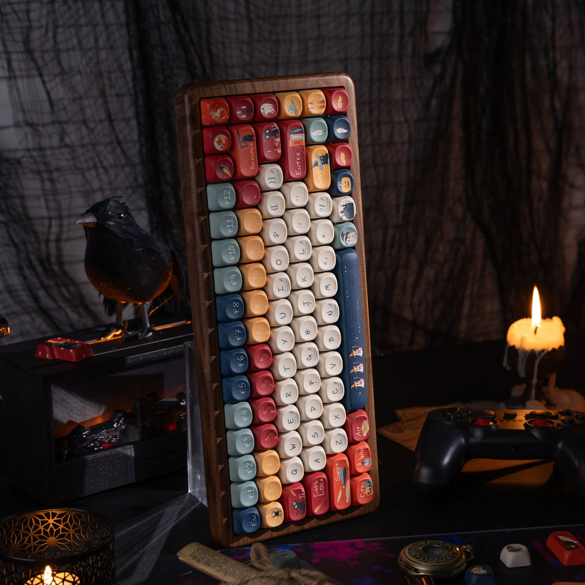 Halloween Haunted Castle Bundle — Womier WD75 HE Keyboard + William Castle MOA PBT Keycaps + Red Graffiti Glass Mouse Pad - Womier Keyboard