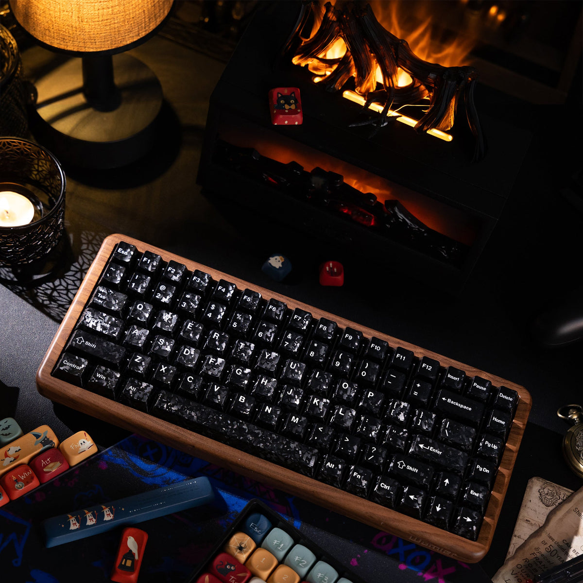 Halloween Haunted Castle Bundle — Womier WD75 HE Keyboard + William Castle MOA PBT Keycaps + Red Graffiti Glass Mouse Pad - Womier Keyboard