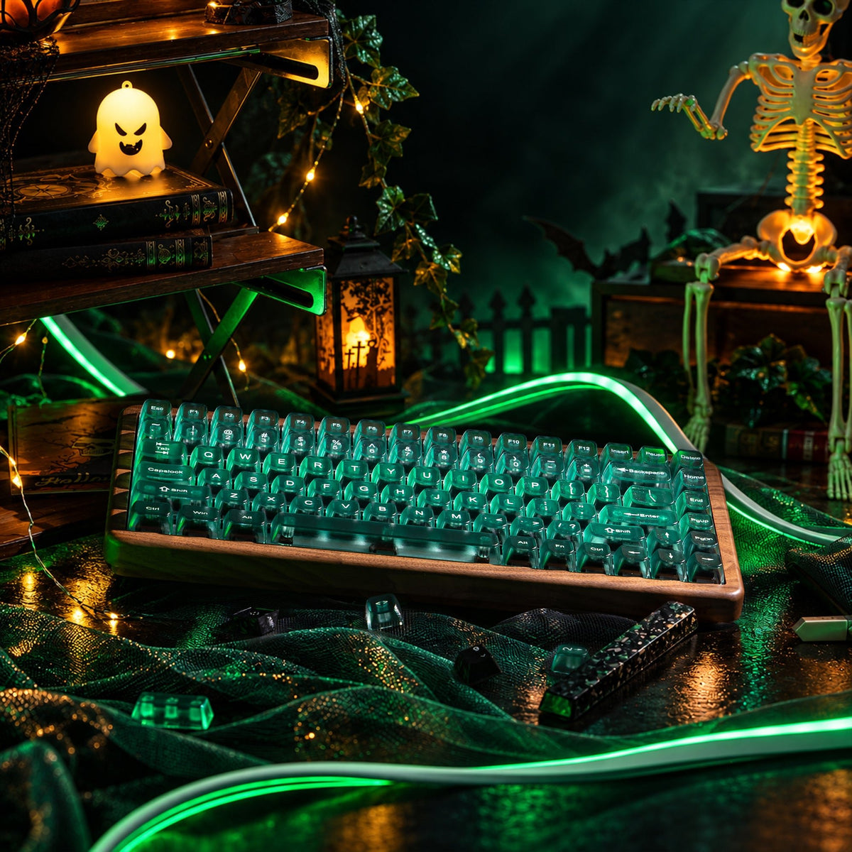 Halloween Toxic Mist Bundle — Womier WD75 HE Keyboard + Gradient Green Translucent MDA Backlit Keycaps - Womier Keyboard