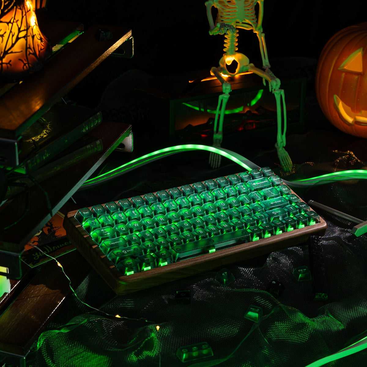 Halloween Toxic Mist Bundle — Womier WD75 HE Keyboard + Gradient Green Translucent MDA Backlit Keycaps - Womier Keyboard