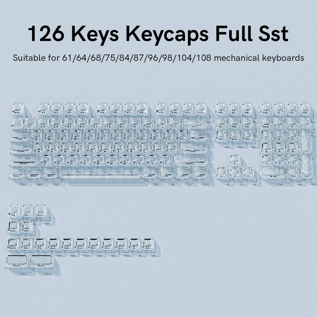 Womier Keyboard Womier Ice Cube Clear 126 keys Keycaps - Crystal Ice Keycaps Set for Mechanical Keyboard