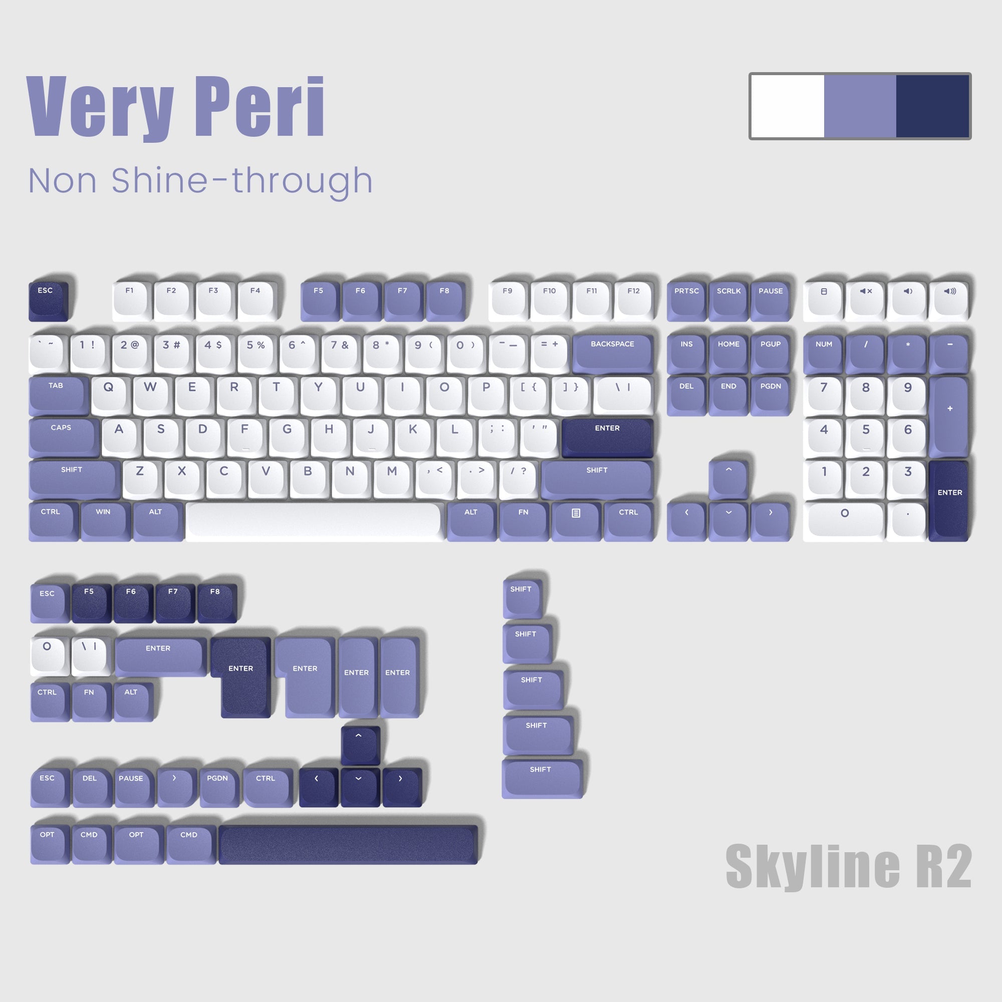 Skyline R2 Low Profile PBT Double - shot Keycap (9 Colors) - Womier Keyboard