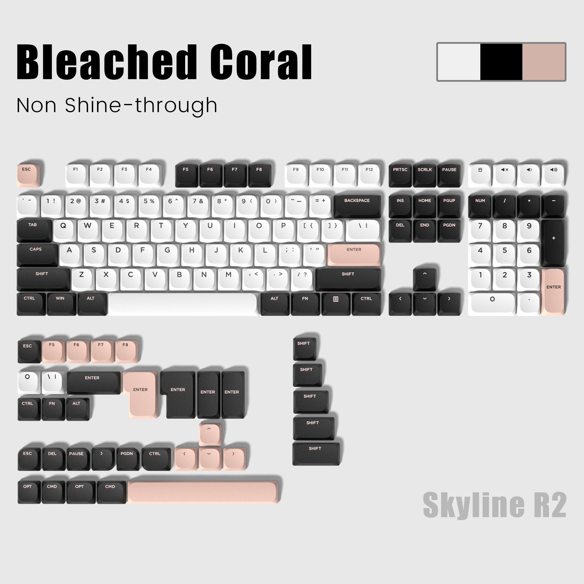 Skyline R2 Low Profile PBT Double - shot Keycap (9 Colors) - Womier Keyboard