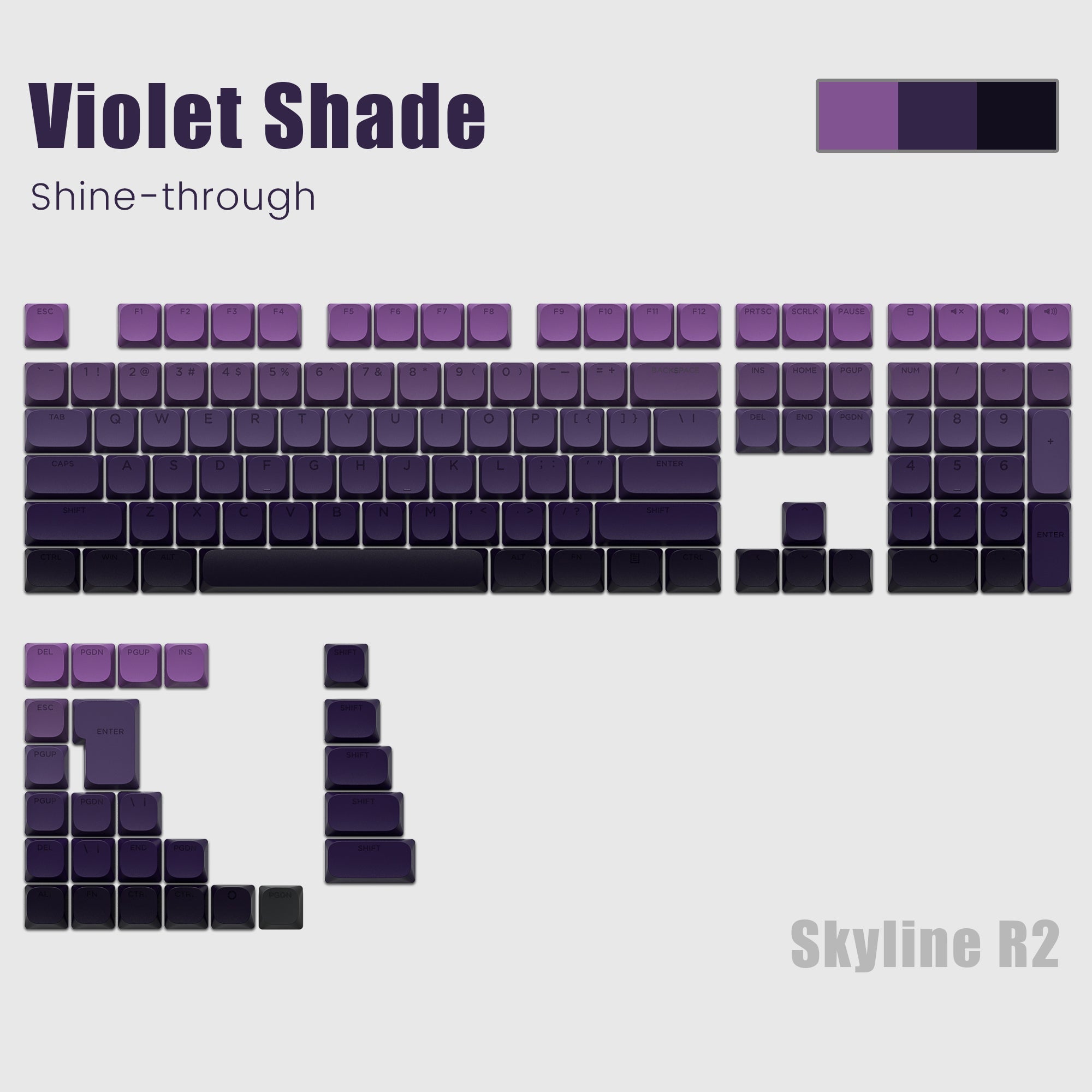 Skyline R2 Low Profile PBT Double - shot Keycap (9 Colors) - Womier Keyboard