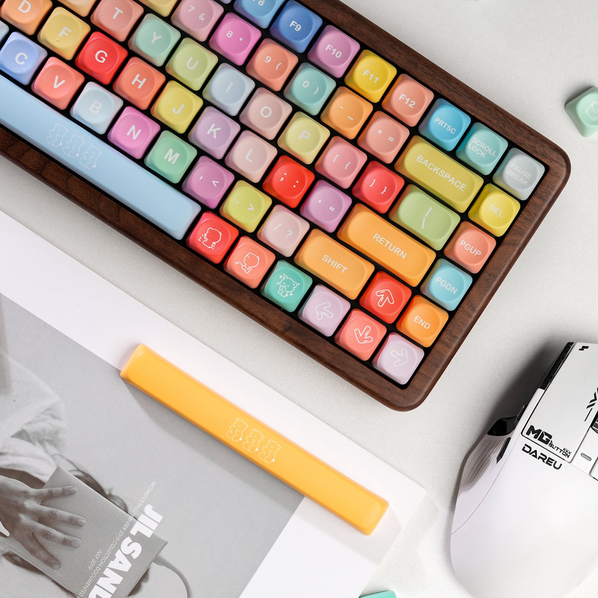 Study Aesthetic Bundle — Womier WD75 V2 Wooden Keyboard + Candy MOA Keycaps - Womier Keyboard